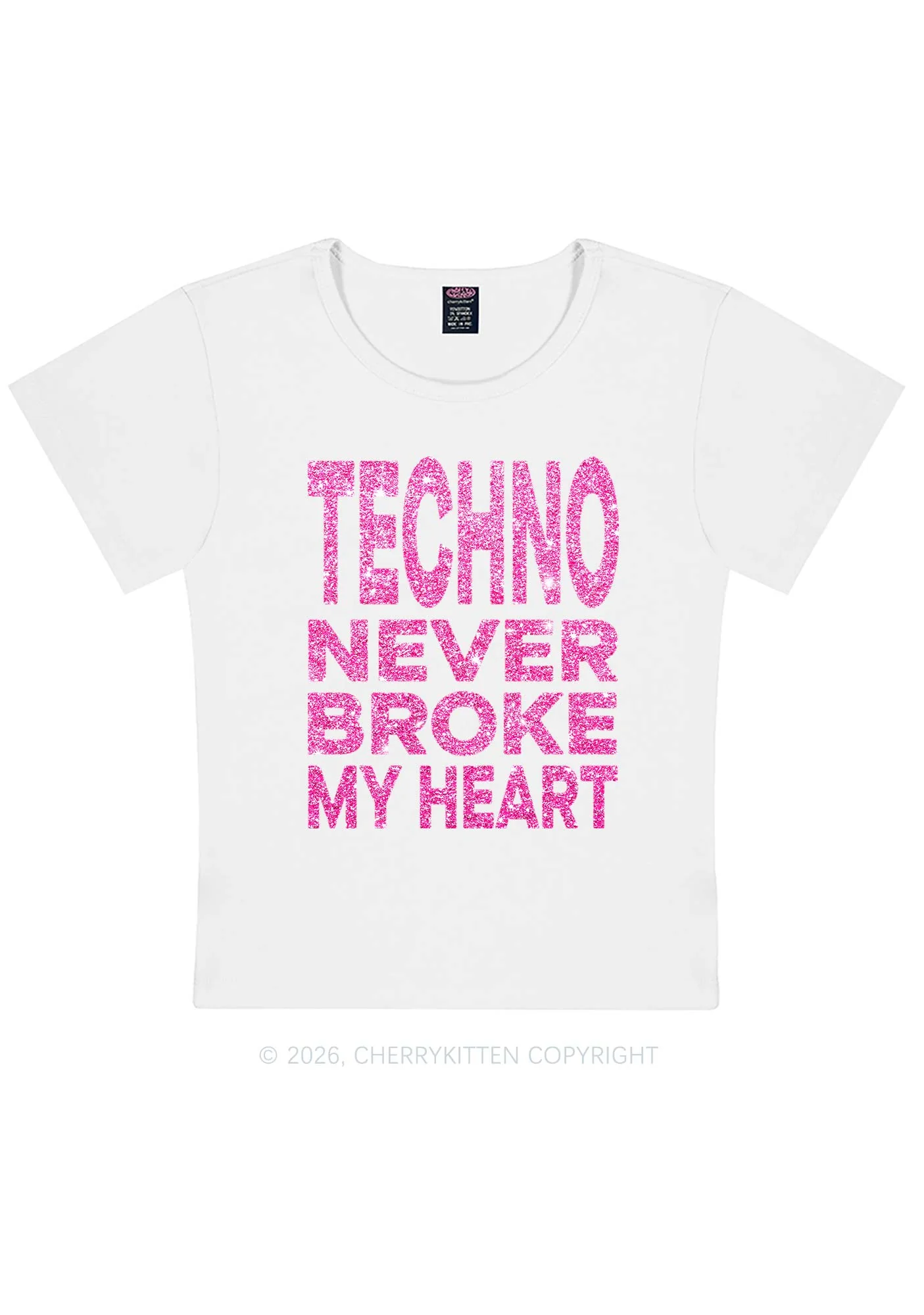 Glitter Techno Heart Y2K Baby Tee Cherrykitten - Image 6