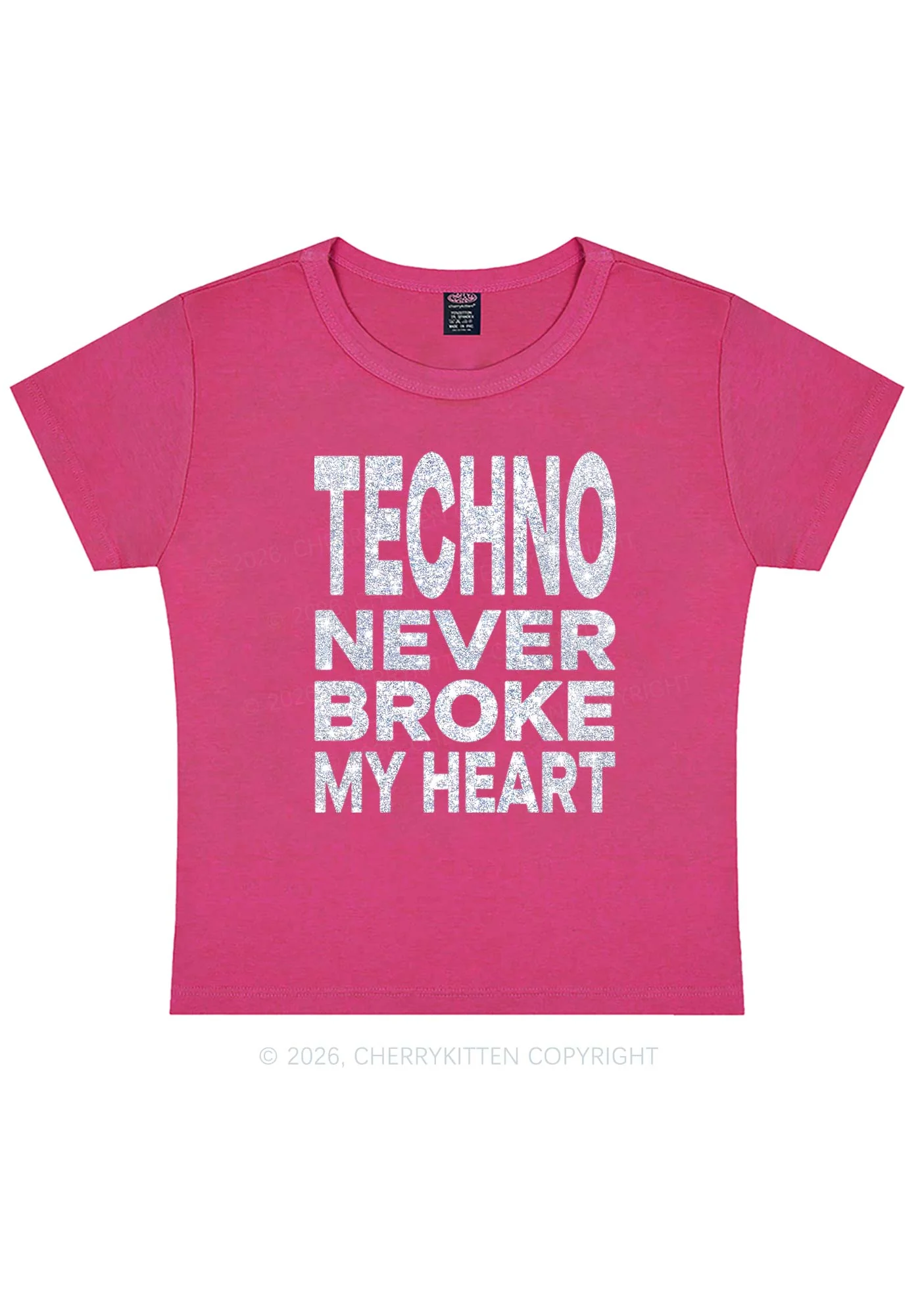 Glitter Techno Heart Y2K Baby Tee Cherrykitten - Image 7