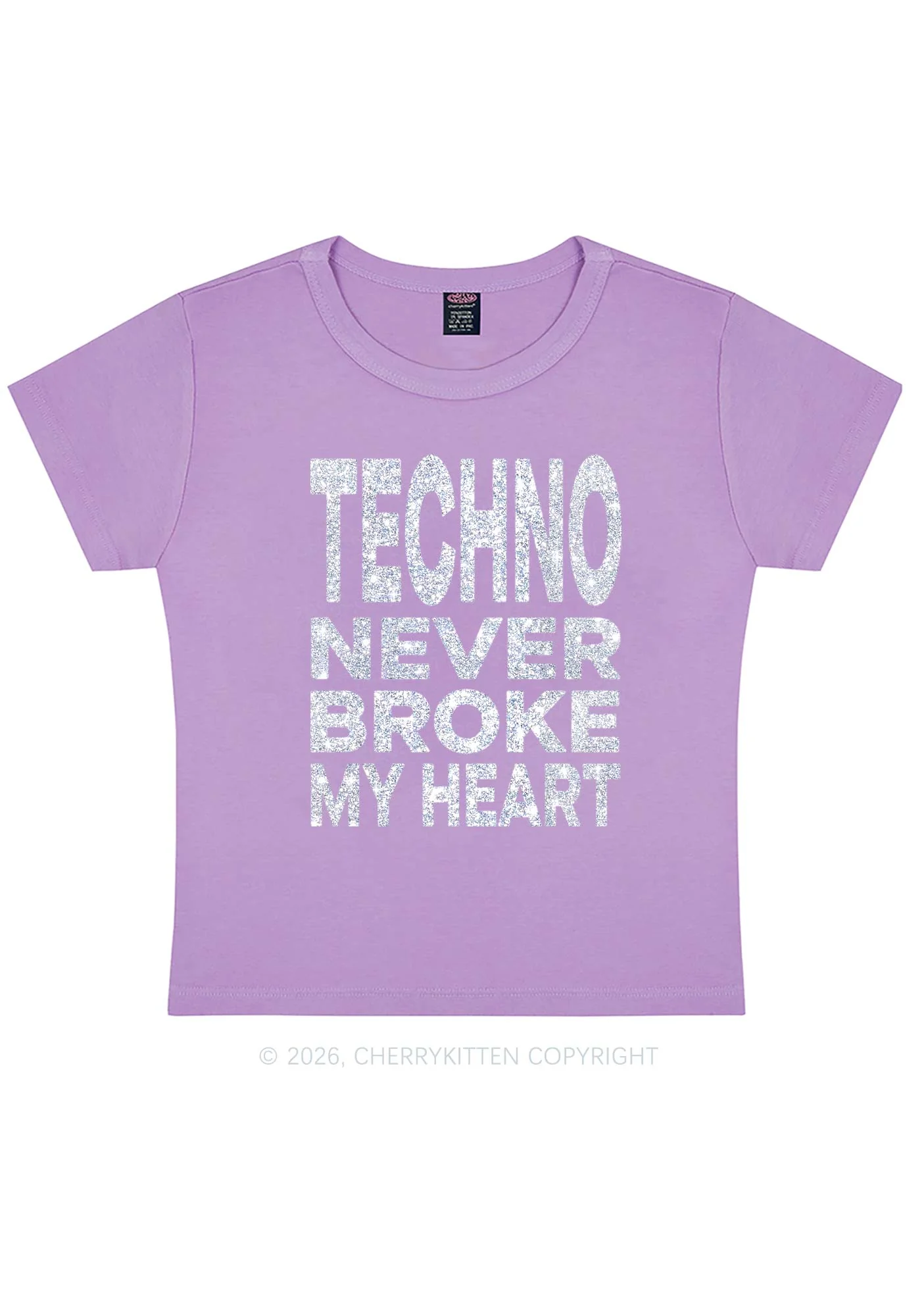 Glitter Techno Heart Y2K Baby Tee Cherrykitten - Image 8