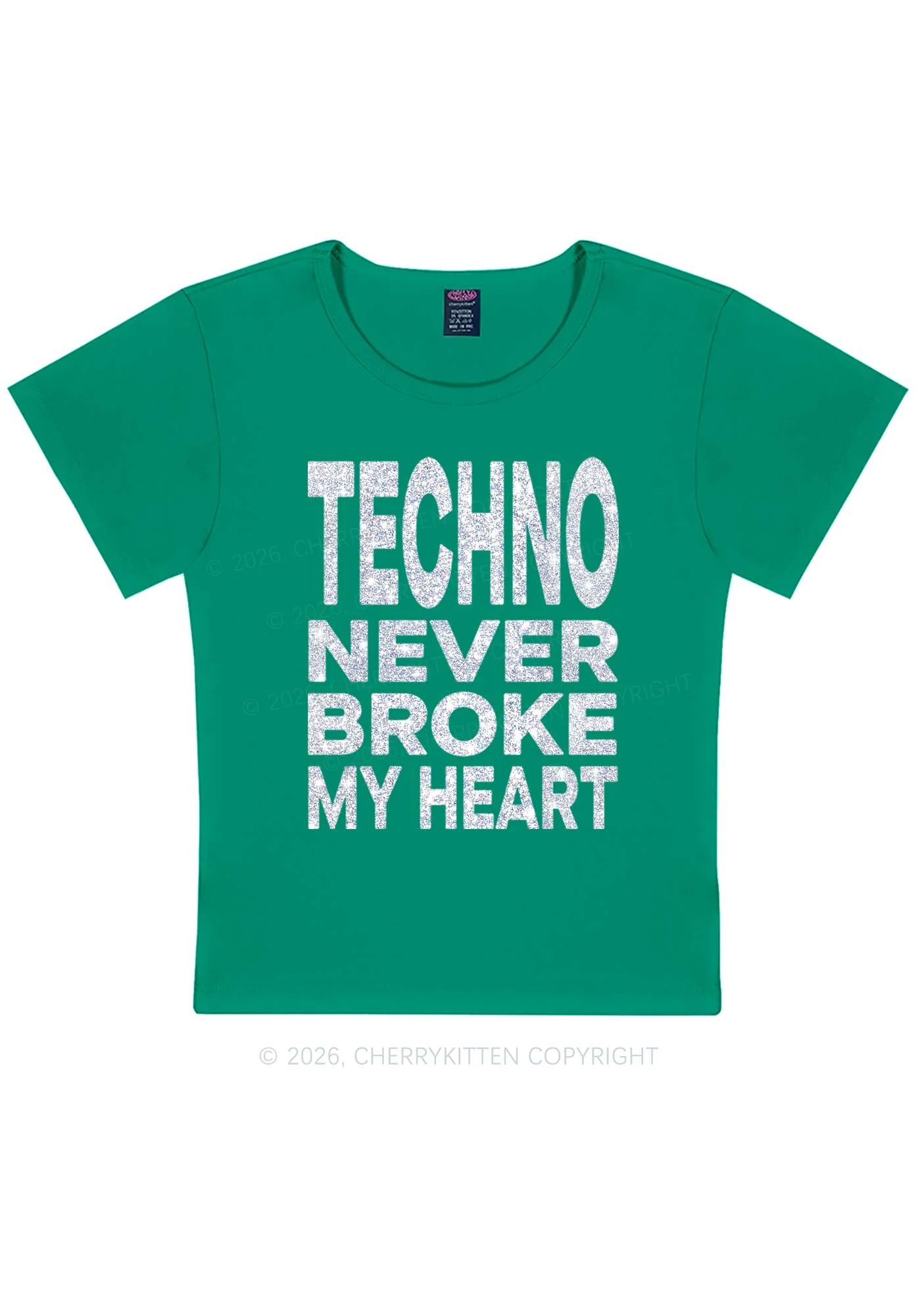 Glitter Techno Heart Y2K Baby Tee Cherrykitten - Image 9