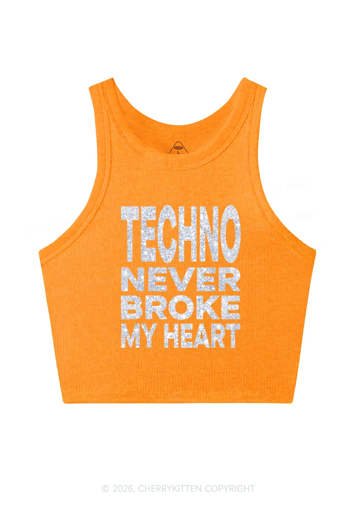 Glitter Techno Heart Y2K Crop Tank Top Cherrykitten - Image 10