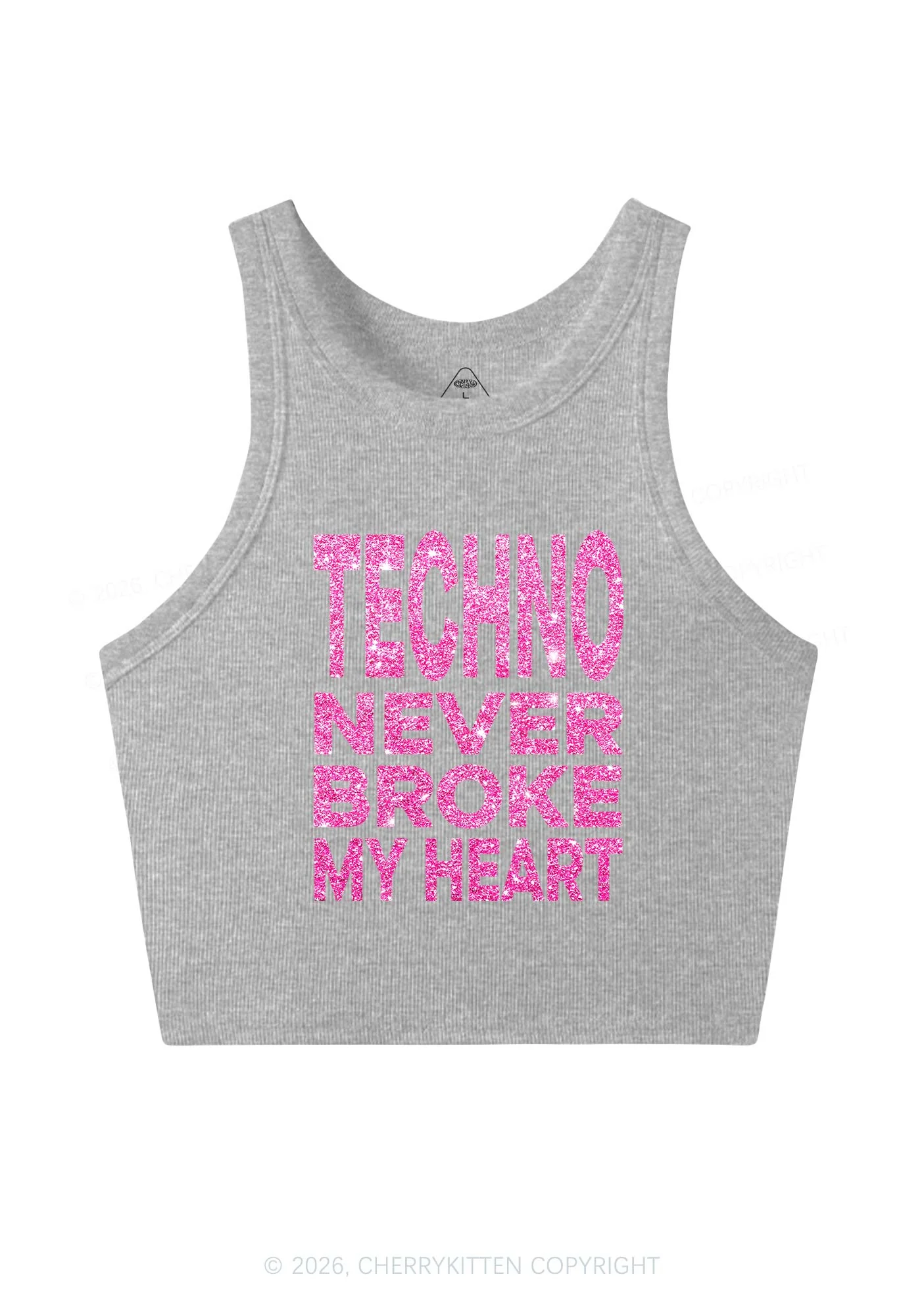 Glitter Techno Heart Y2K Crop Tank Top Cherrykitten - Image 11