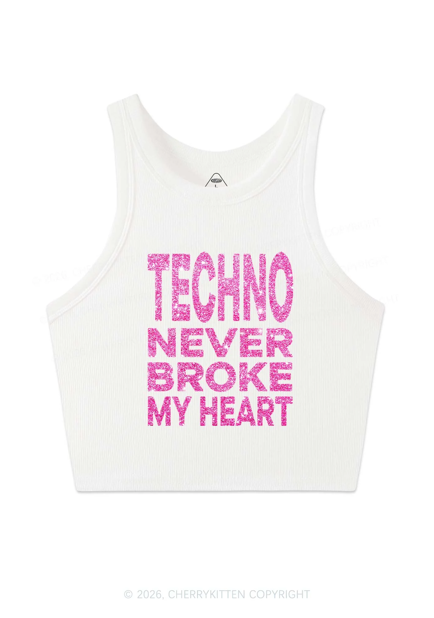 Glitter Techno Heart Y2K Crop Tank Top Cherrykitten - Image 5