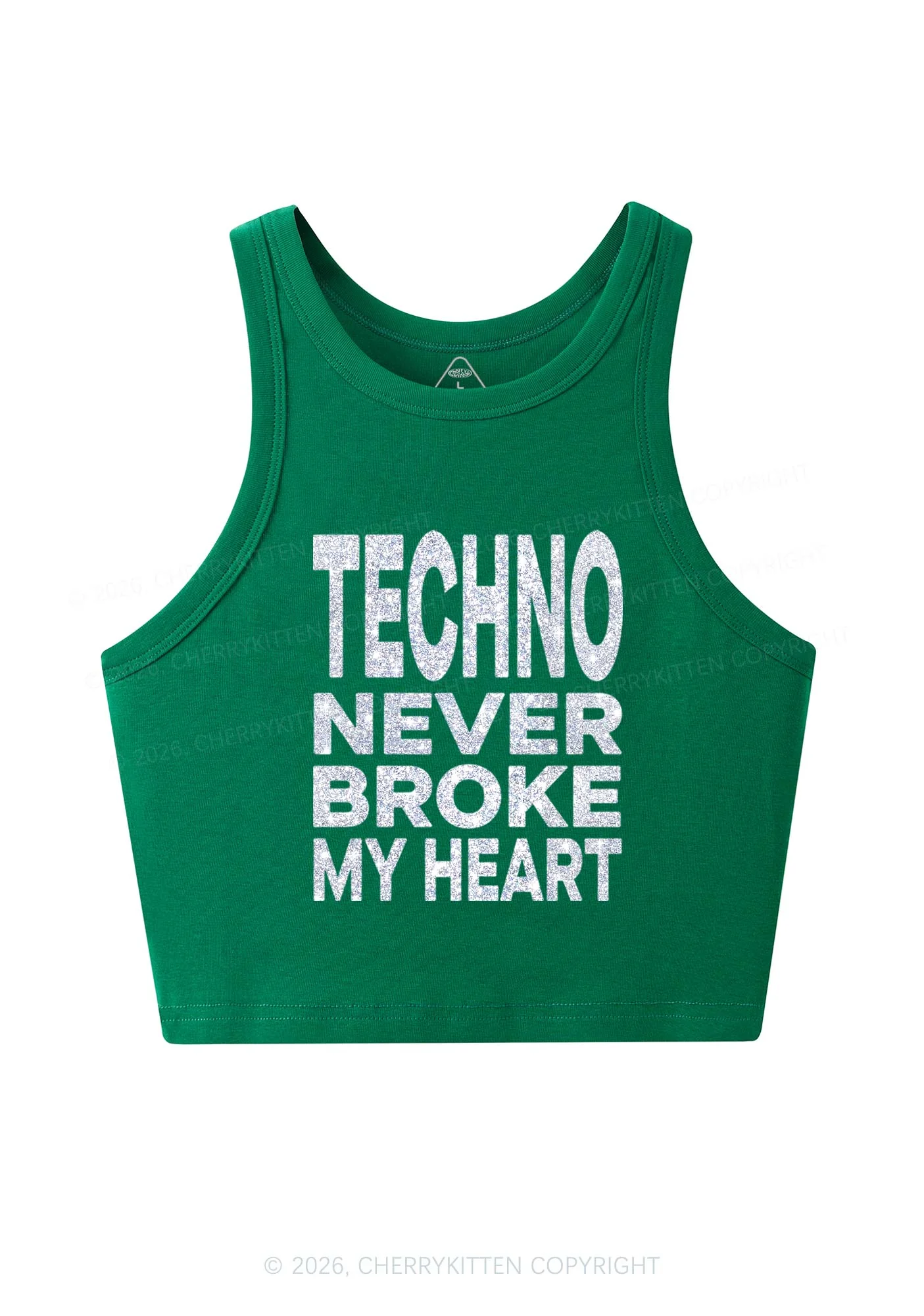 Glitter Techno Heart Y2K Crop Tank Top Cherrykitten - Image 7