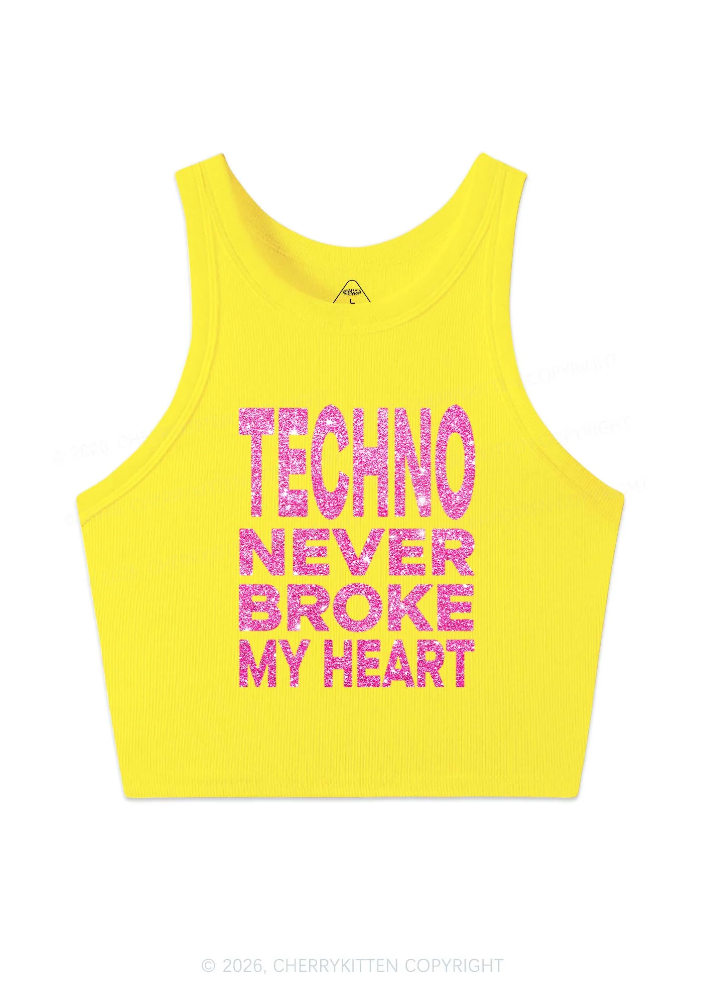 Glitter Techno Heart Y2K Crop Tank Top Cherrykitten - Image 9