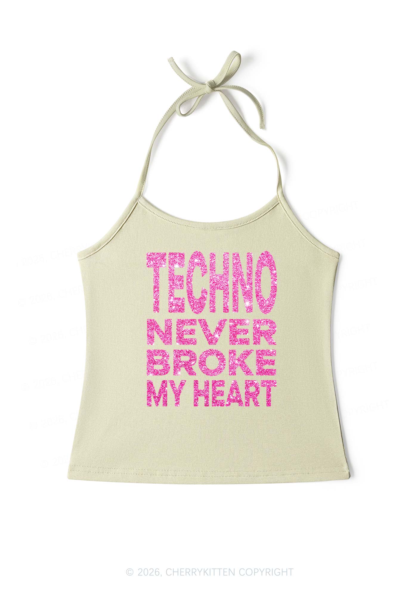 Glitter Techno Heart Y2K Halter Neck Cami Cherrykitten - Image 7