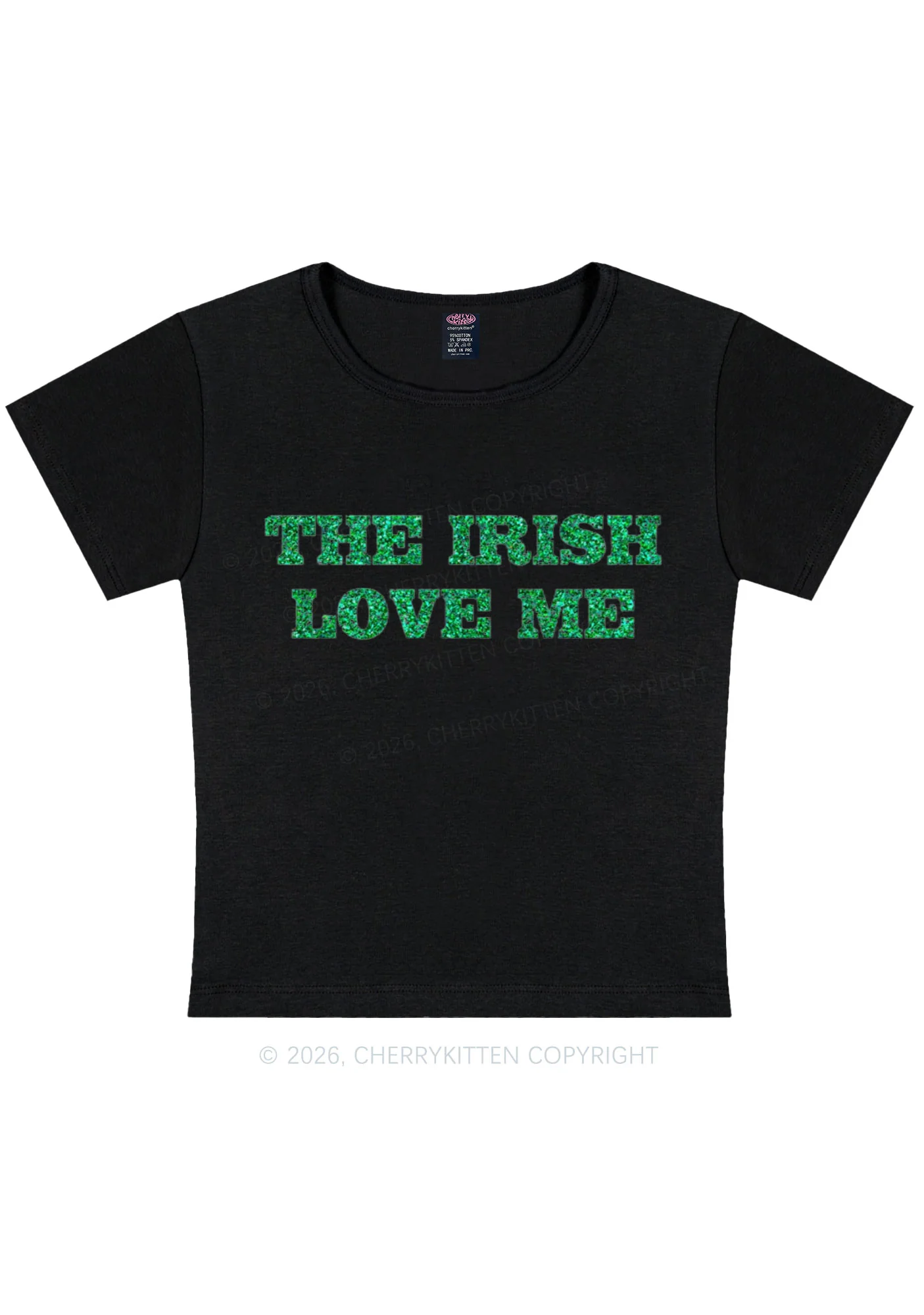 Glitter The Irish Love Me St Patricks Y2K Baby Tee Cherrykitten - Image 2