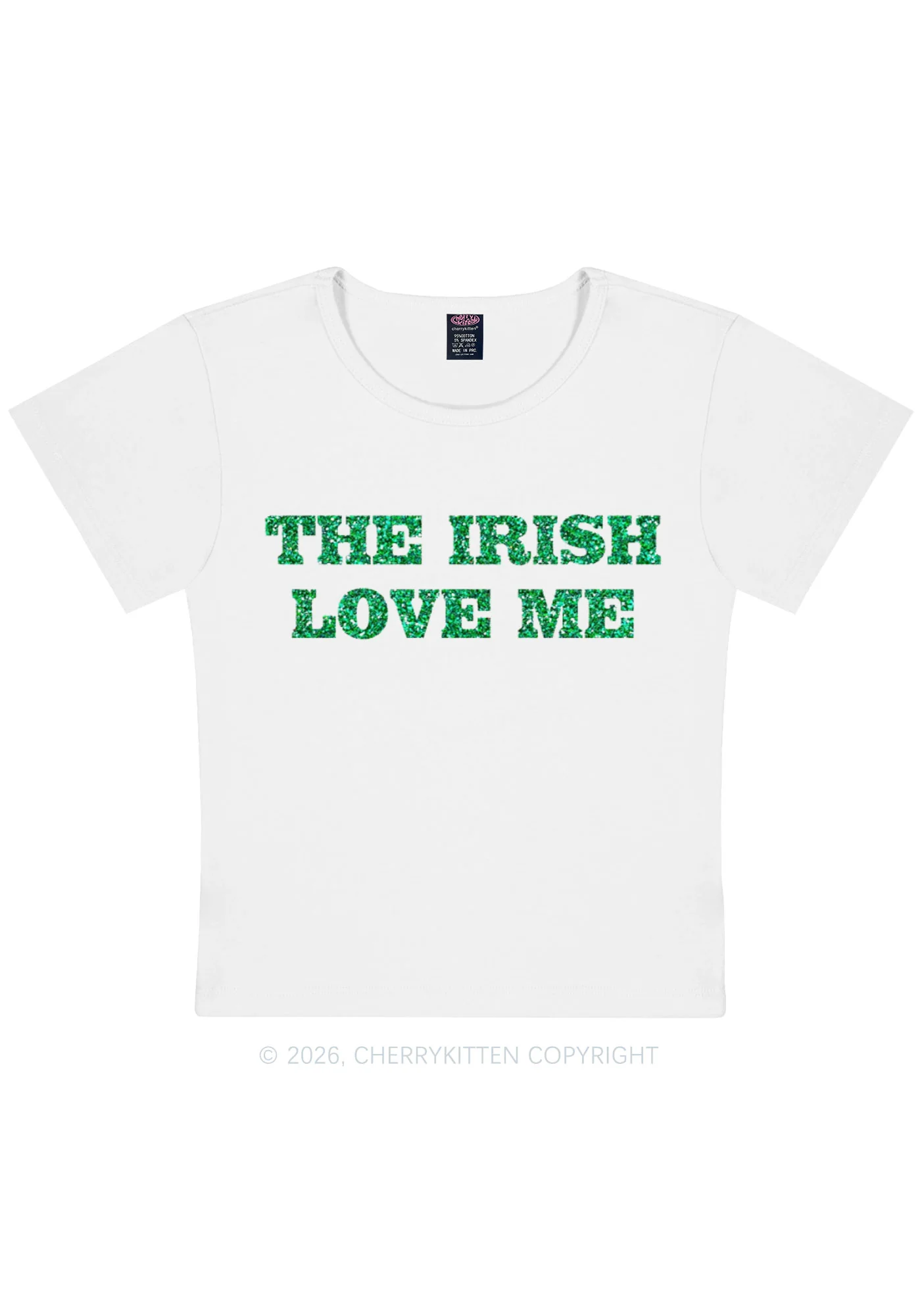 Glitter The Irish Love Me St Patricks Y2K Baby Tee Cherrykitten - Image 3