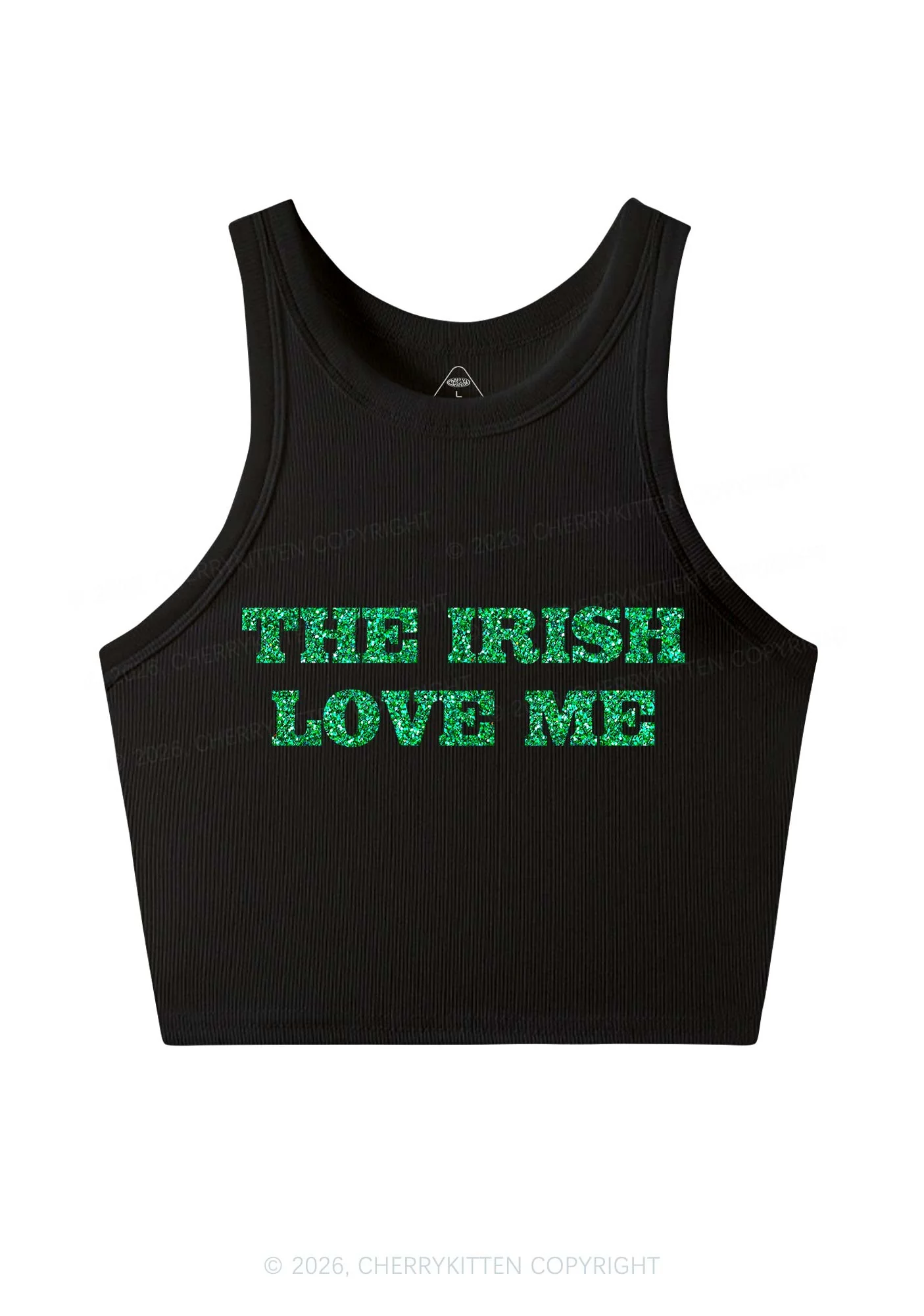 Glitter The Irish Love Me St Patricks Y2K Crop Tank Top Cherrykitten - Image 3