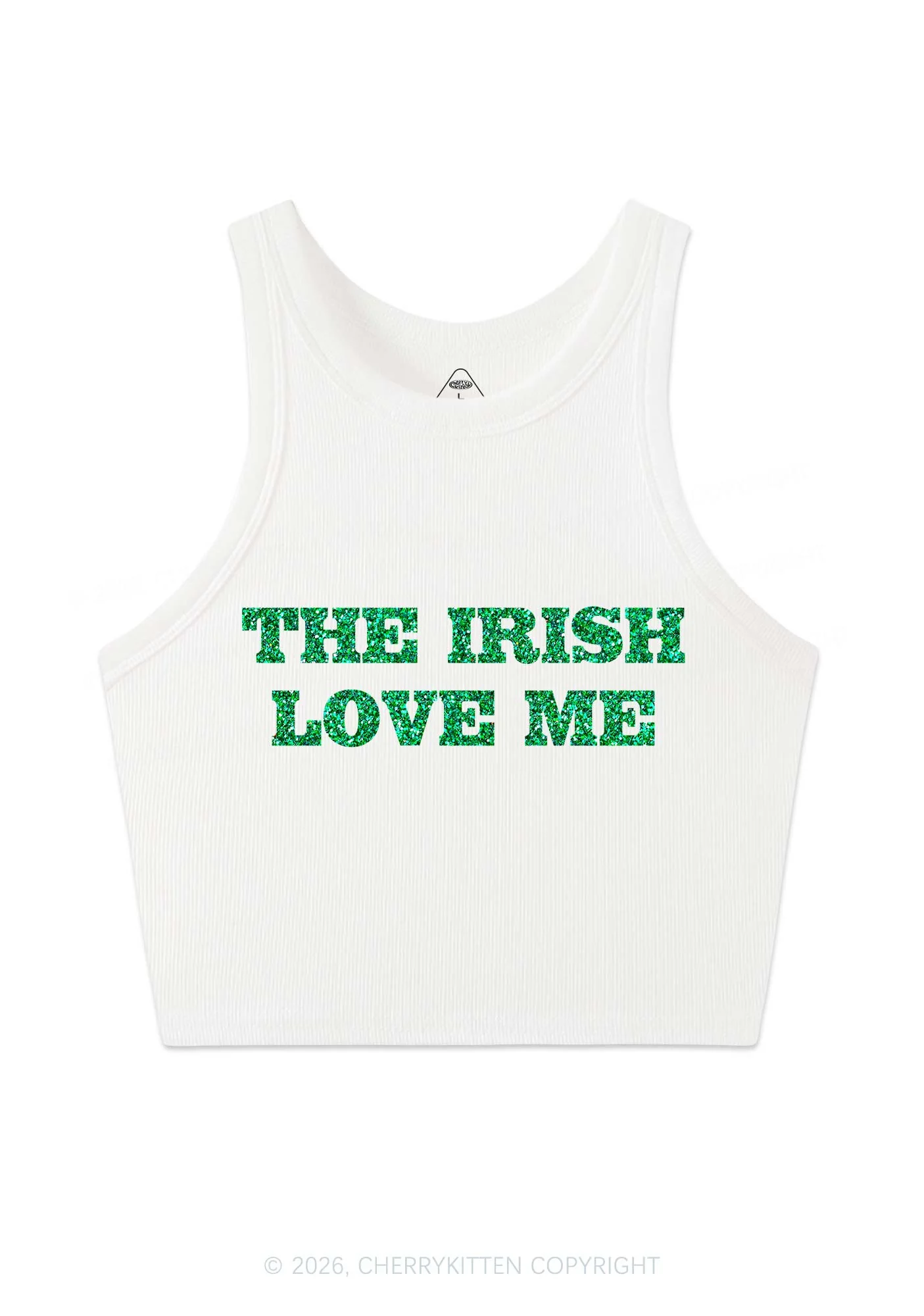 Glitter The Irish Love Me St Patricks Y2K Crop Tank Top Cherrykitten - Image 4
