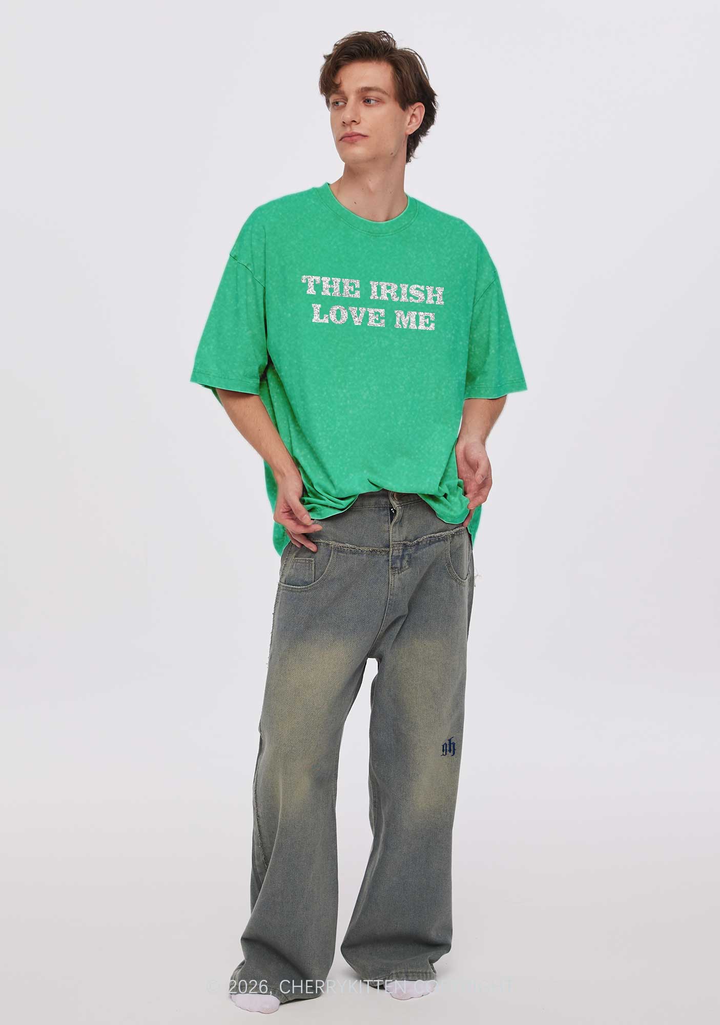 Glitter The Irish Love Me St Patricks Y2K Shirts Washed Tee Cherrykitten - Image 2