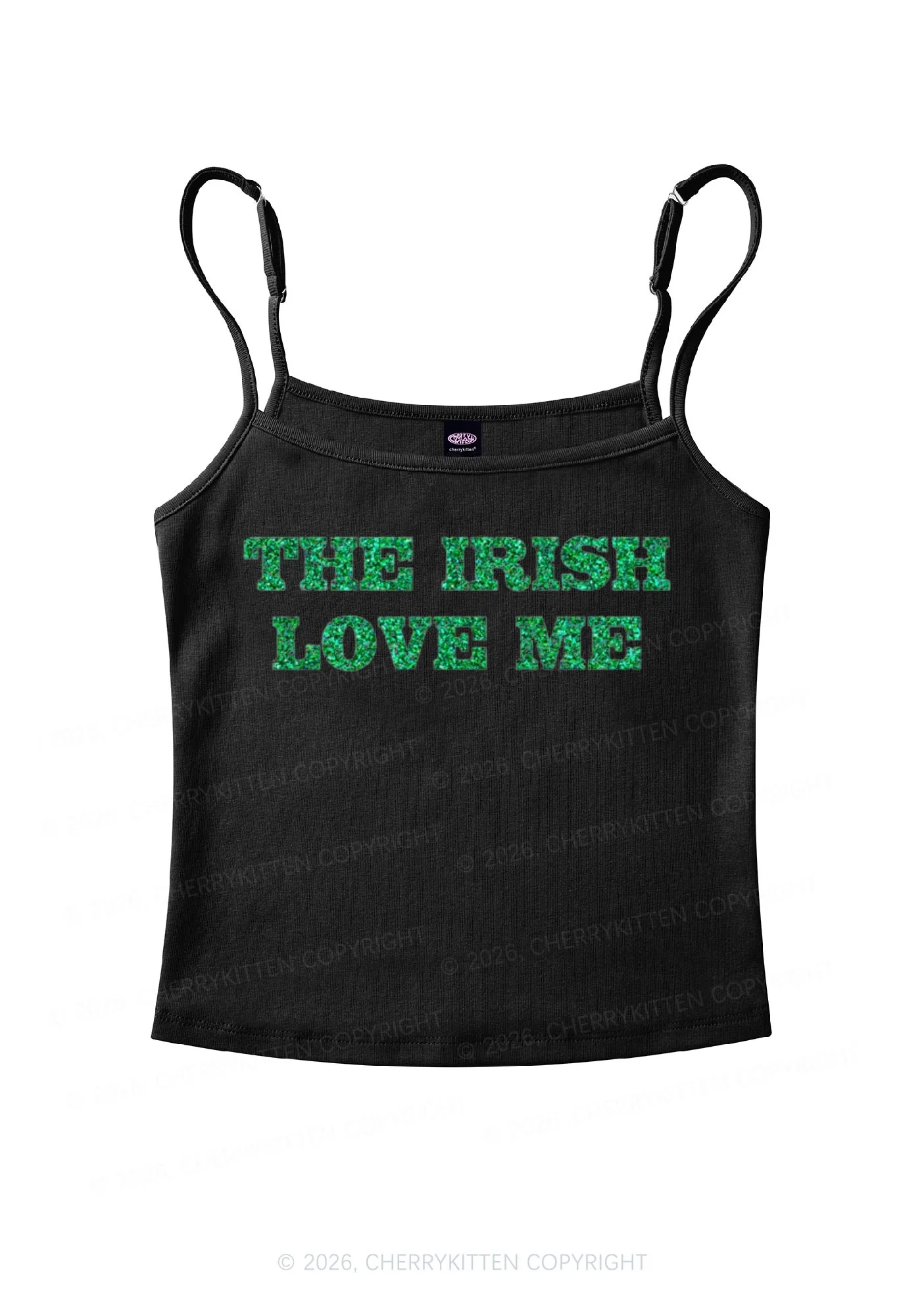 Glitter The Irish Love Me St Patricks Y2K Spaghetti Strap Cami Cherrykitten - Image 3