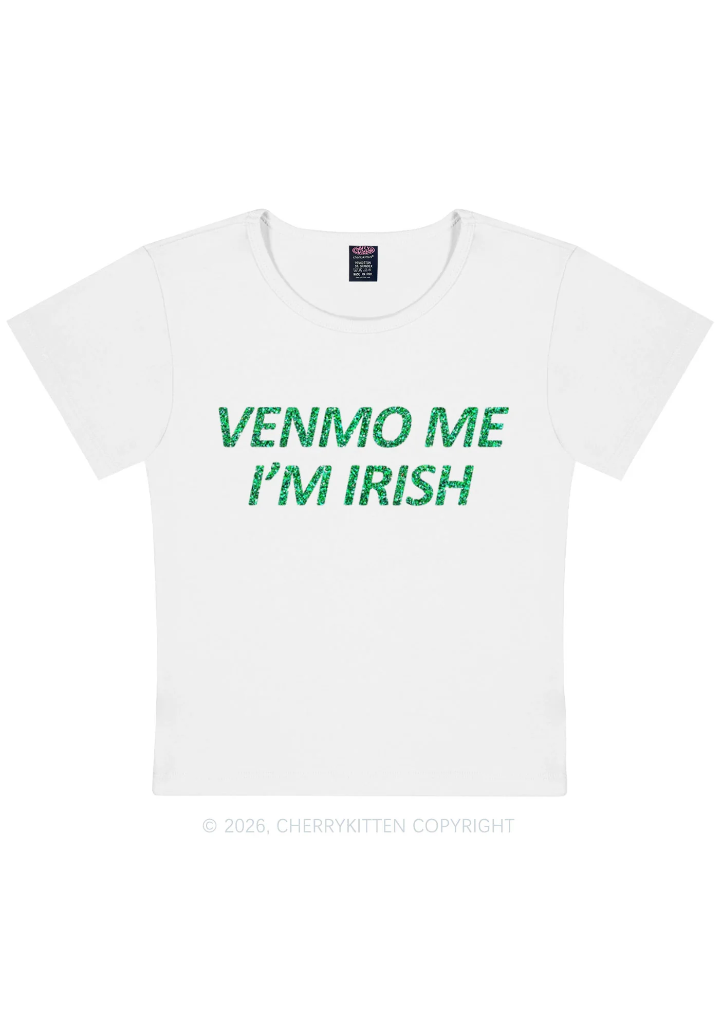 Glitter Venmo Me Im Irish St Patricks Y2K Baby Tee Cherrykitten - Image 4