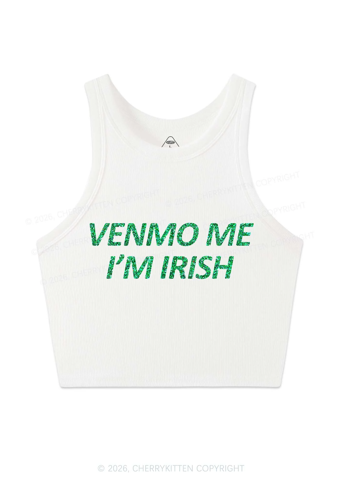 Glitter Venmo Me Im Irish St Patricks Y2K Crop Tank Top Cherrykitten - Image 4