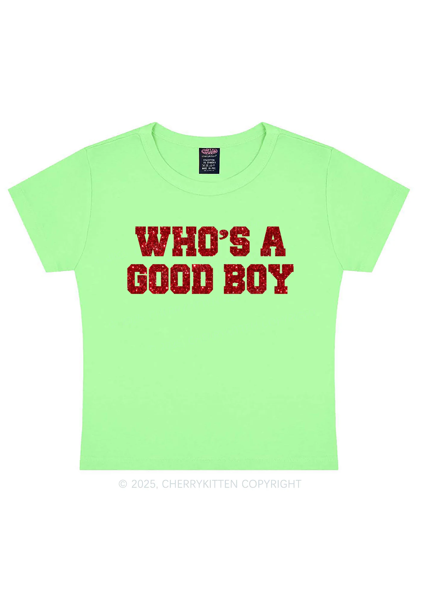Glitter Whos A Good Boy Y2K Baby Tee Cherrykitten - Image 13