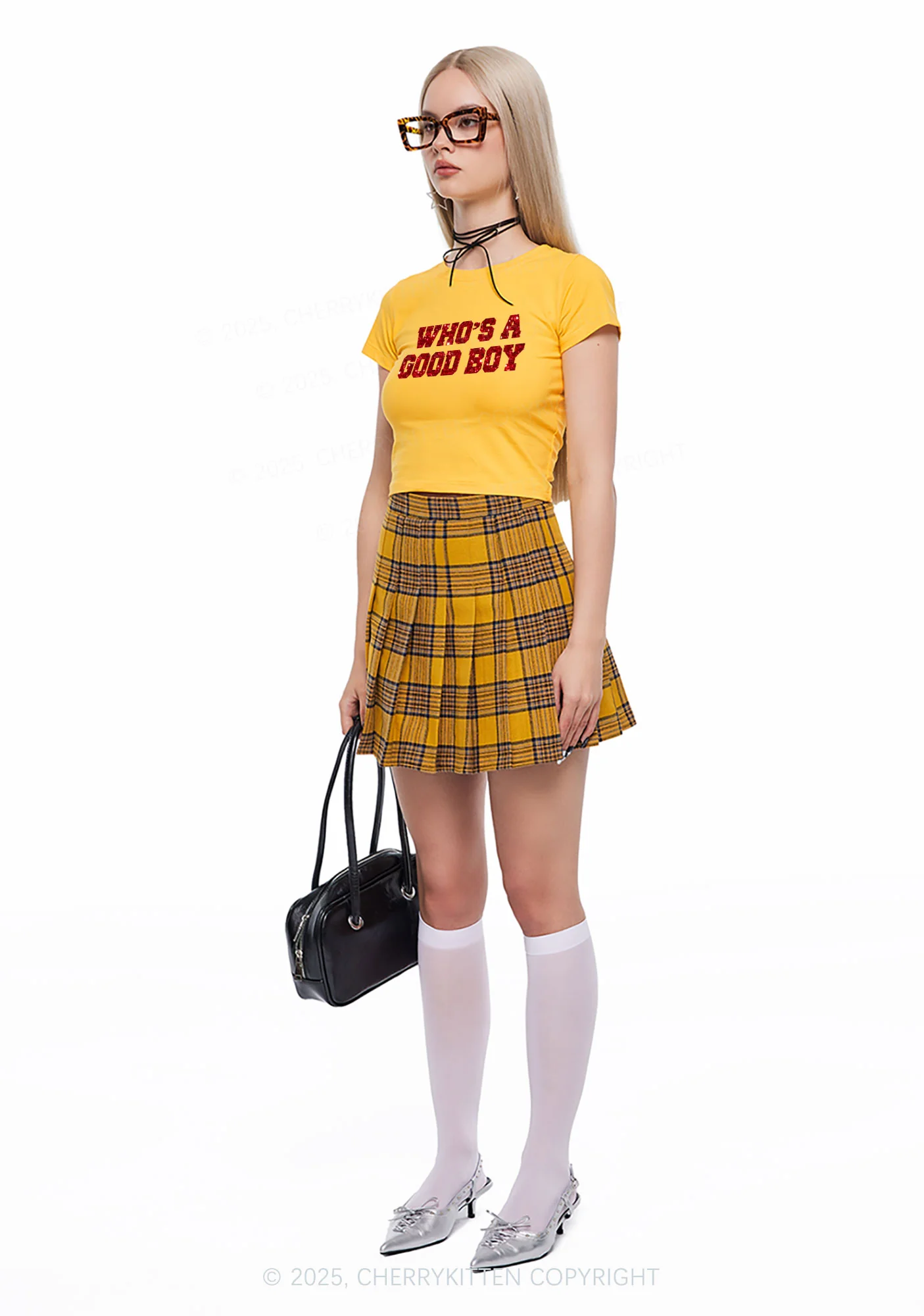 Glitter Whos A Good Boy Y2K Baby Tee Cherrykitten - Image 4
