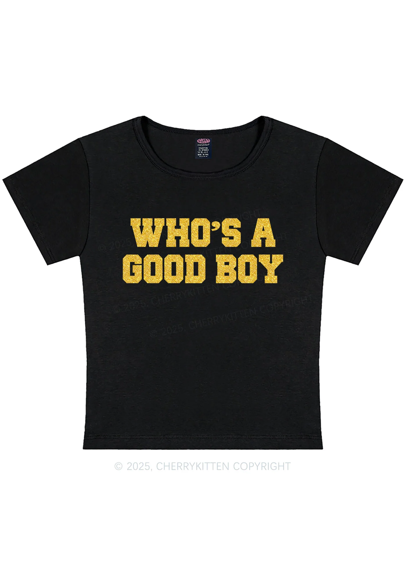 Glitter Whos A Good Boy Y2K Baby Tee Cherrykitten - Image 6