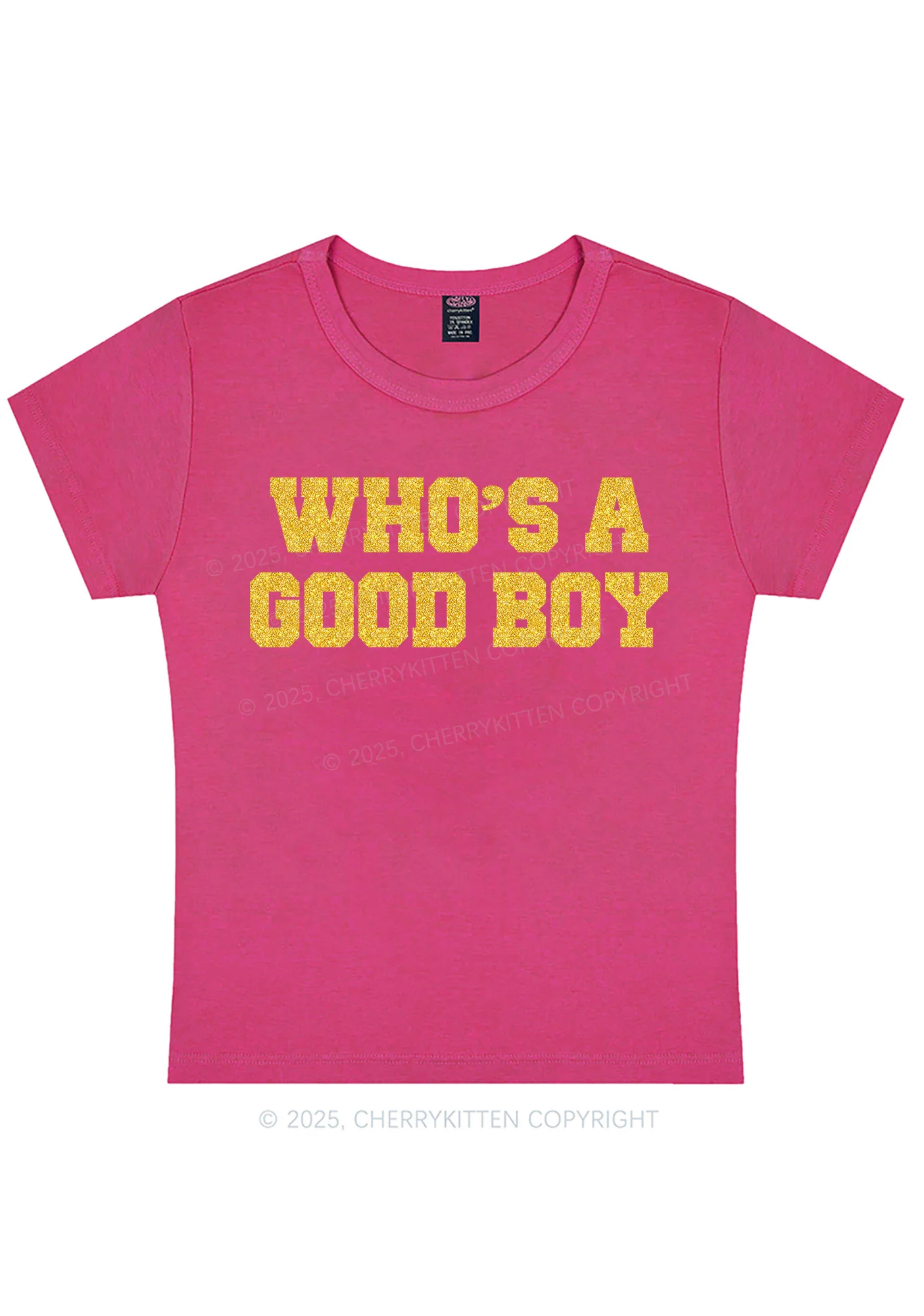 Glitter Whos A Good Boy Y2K Baby Tee Cherrykitten - Image 7