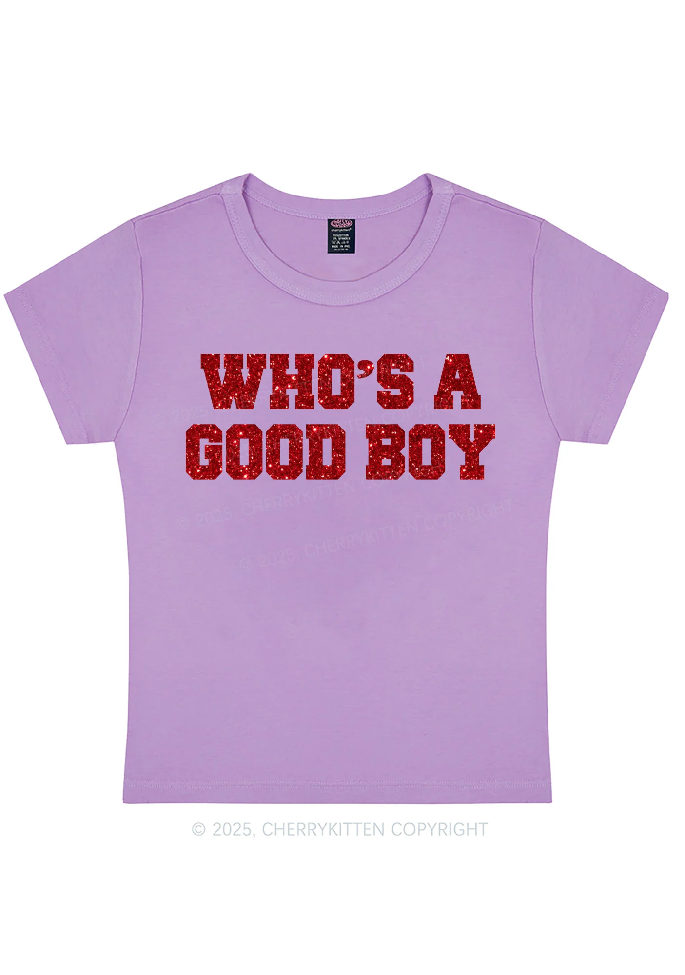 Glitter Whos A Good Boy Y2K Baby Tee Cherrykitten - Image 8