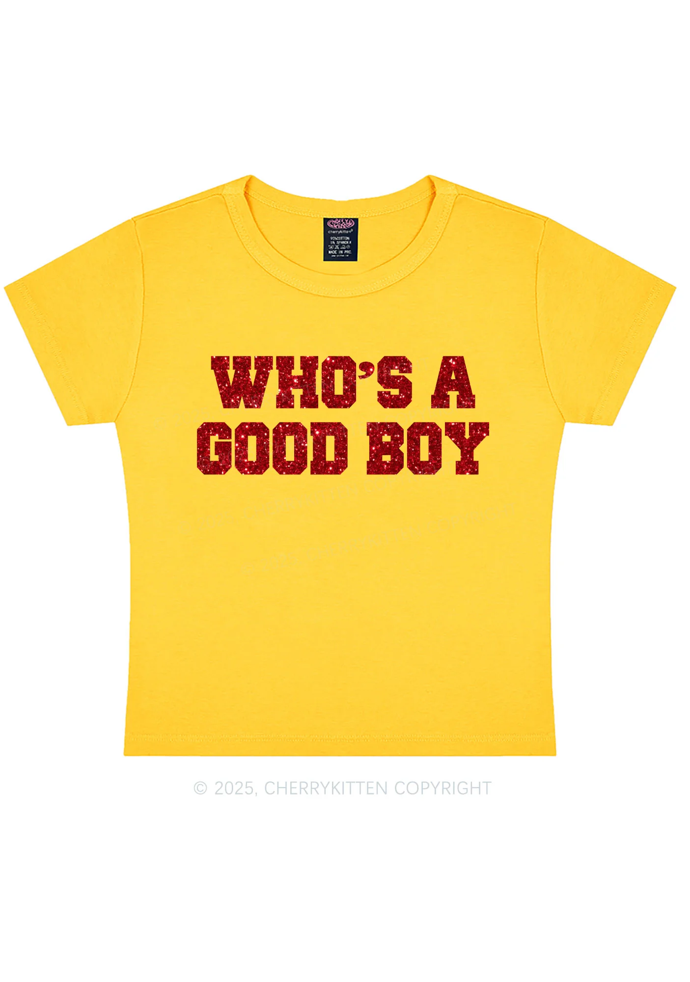 Glitter Whos A Good Boy Y2K Baby Tee Cherrykitten - Image 9
