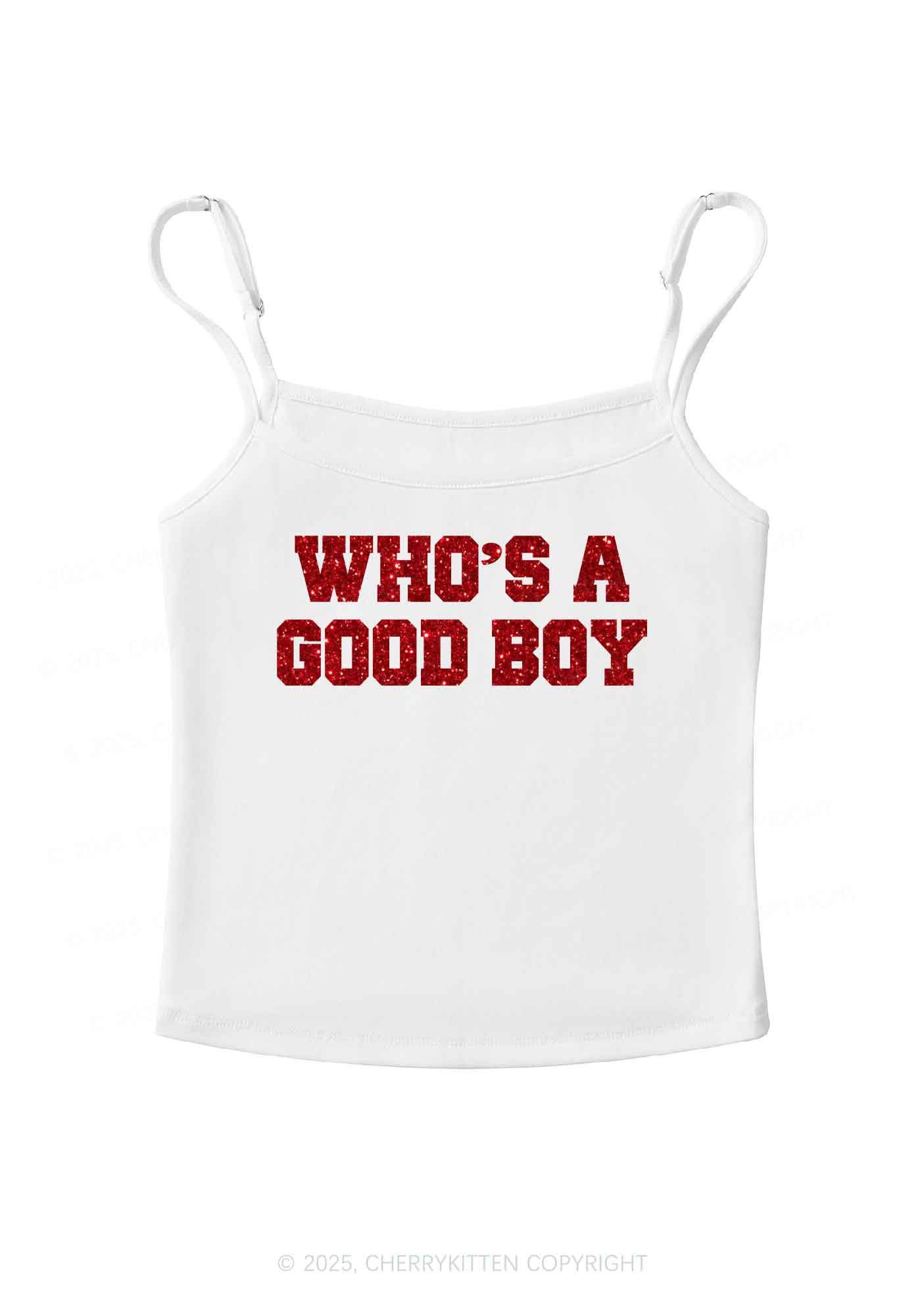 Glitter Whos A Good Boy Y2K Spaghetti Strap Cami Cherrykitten - Image 4