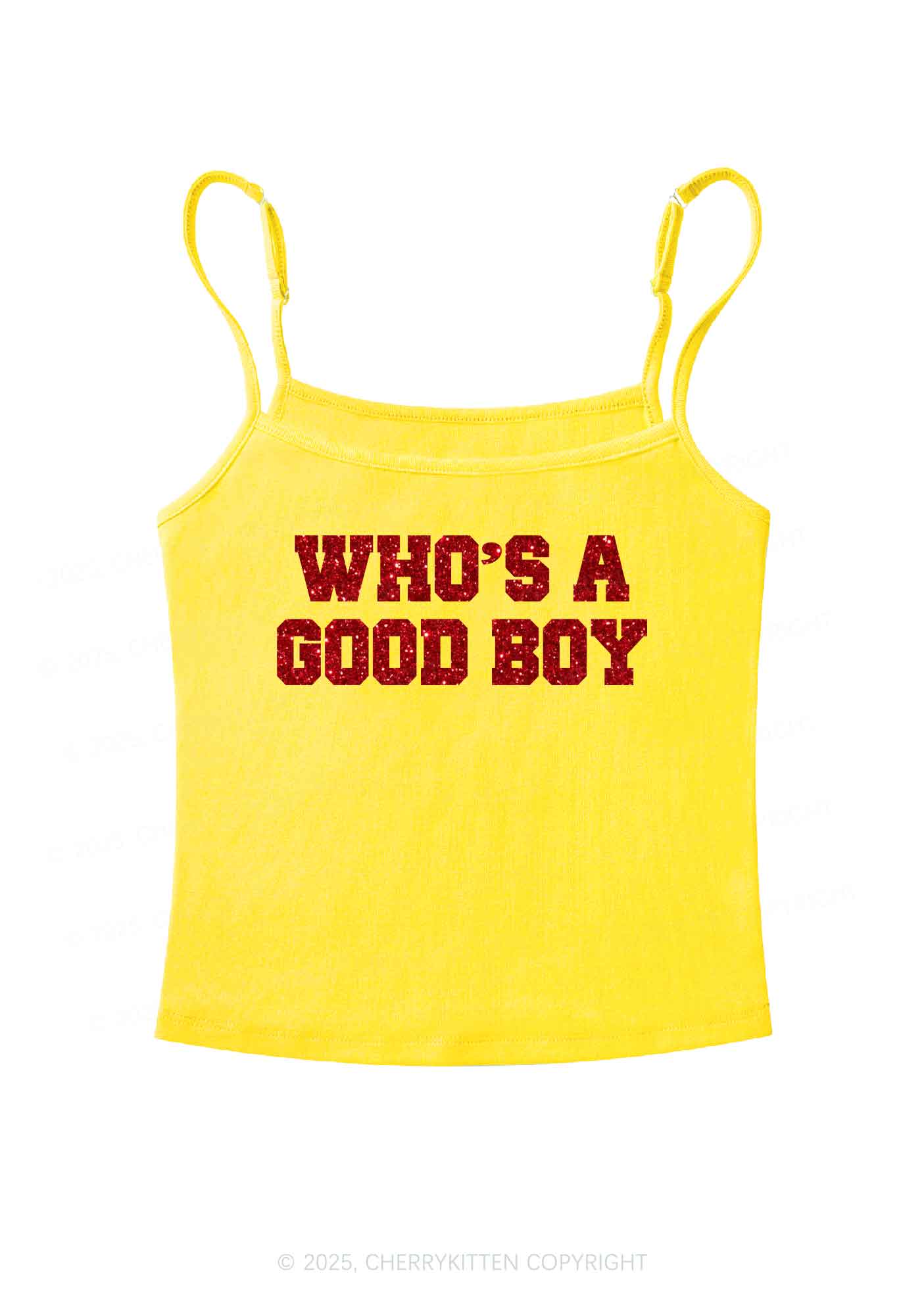 Glitter Whos A Good Boy Y2K Spaghetti Strap Cami Cherrykitten - Image 6
