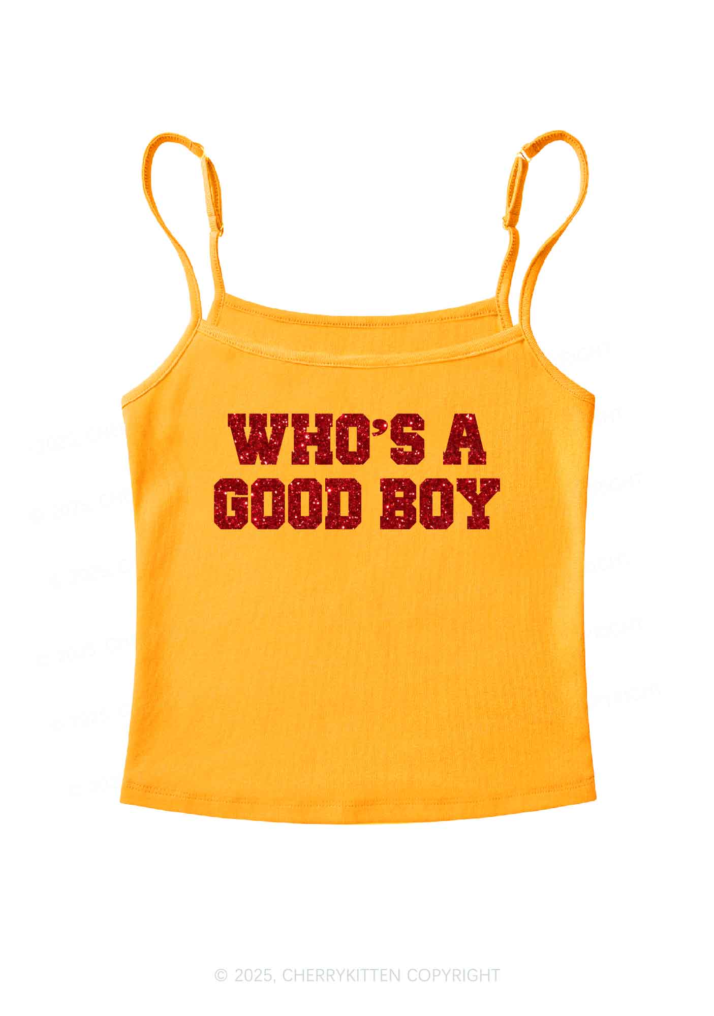 Glitter Whos A Good Boy Y2K Spaghetti Strap Cami Cherrykitten - Image 7