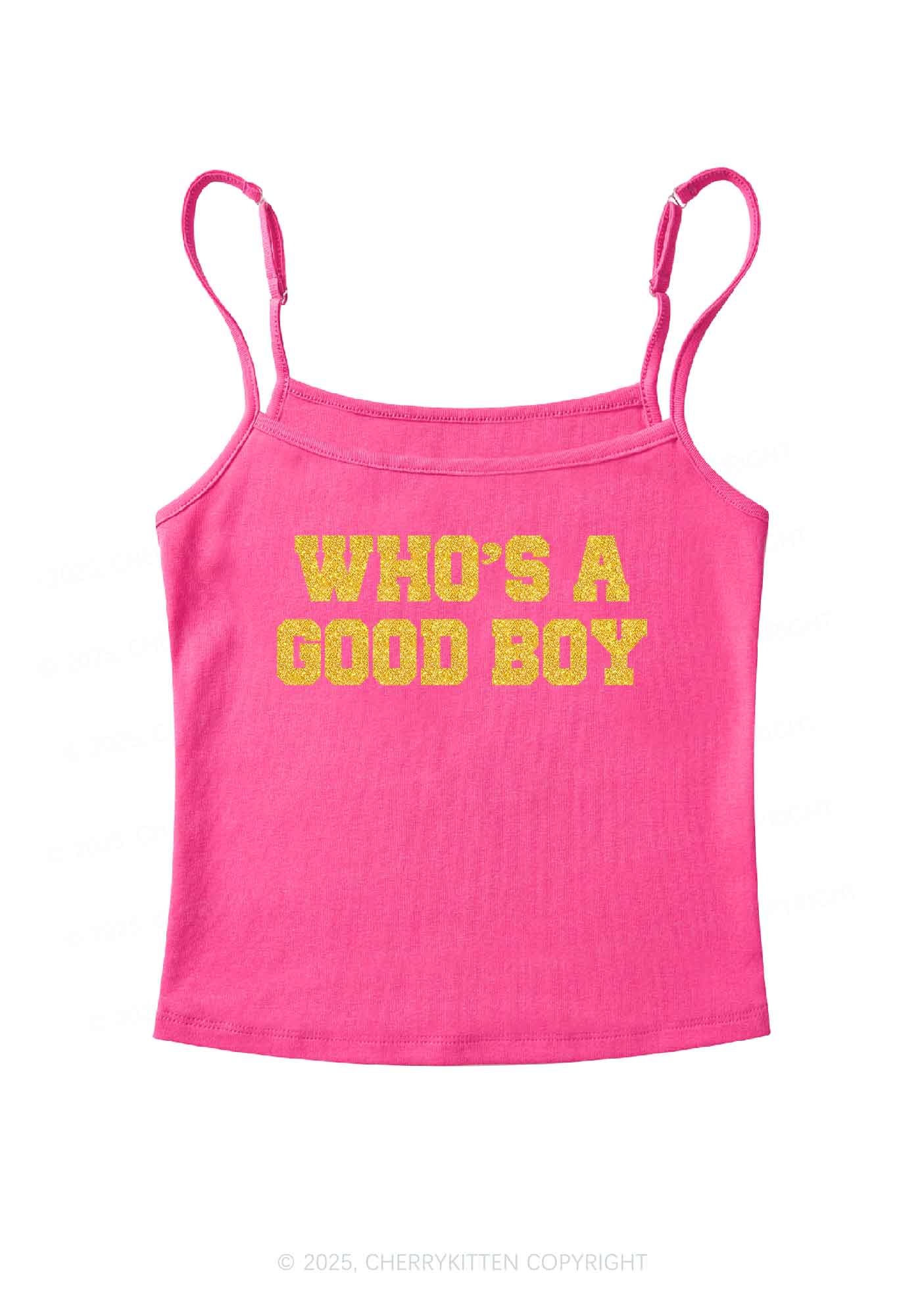 Glitter Whos A Good Boy Y2K Spaghetti Strap Cami Cherrykitten - Image 8
