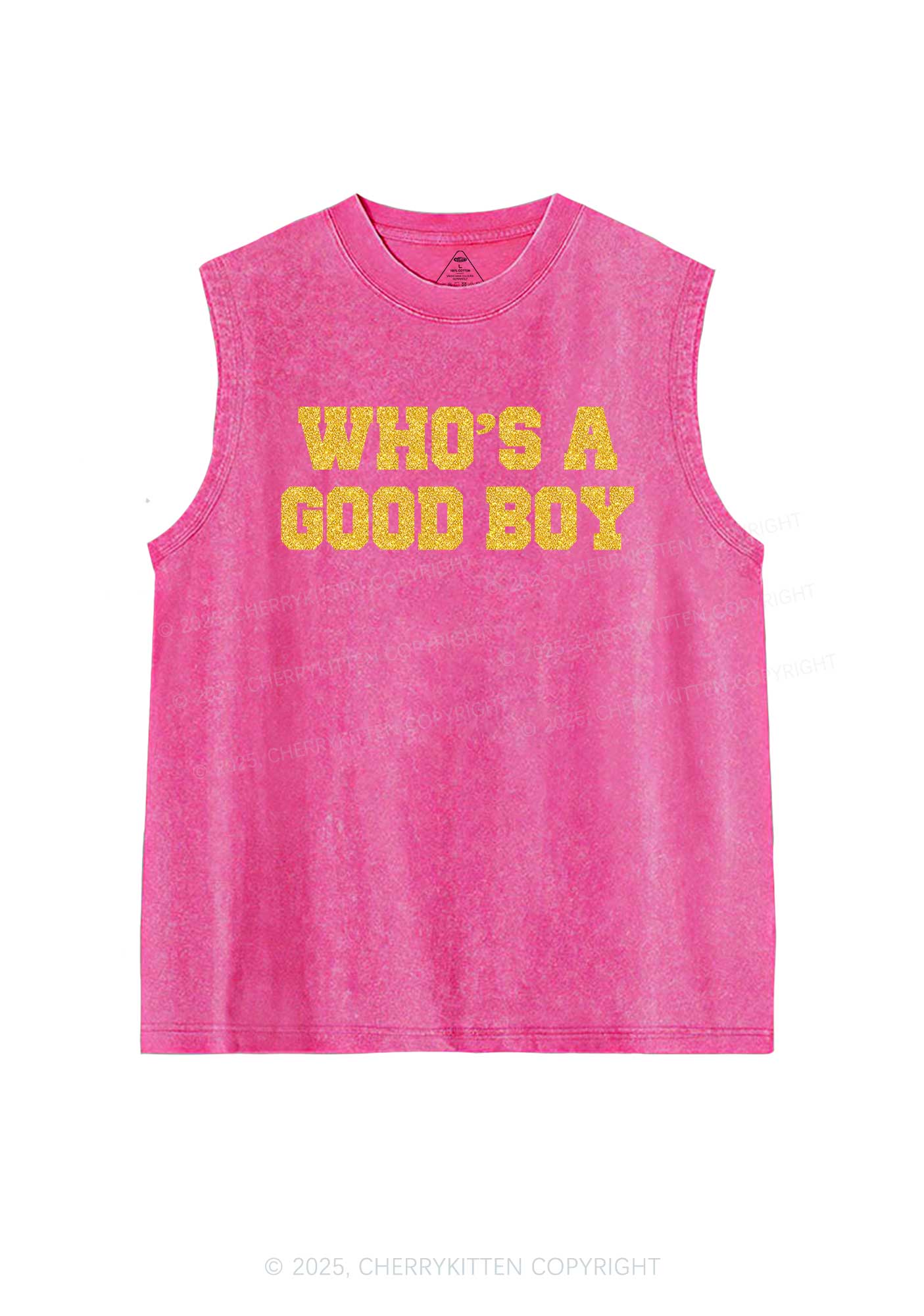 Glitter Whos A Good Boy Y2K Washed Muscle Tank Cherrykitten - Image 5