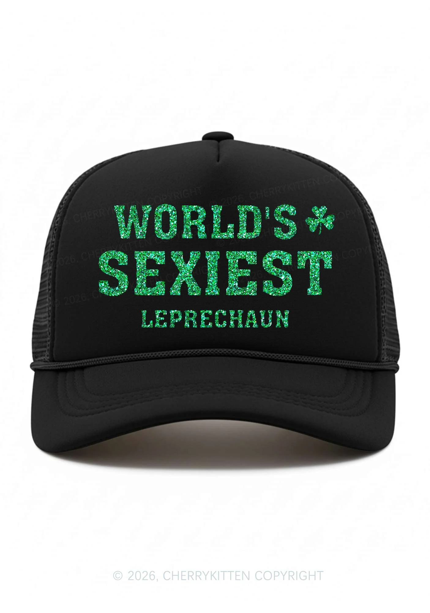 Glitter Worlds Sexiest Leprechaun St Patricks Y2K Trucker Hat Cherrykitten - Image 2