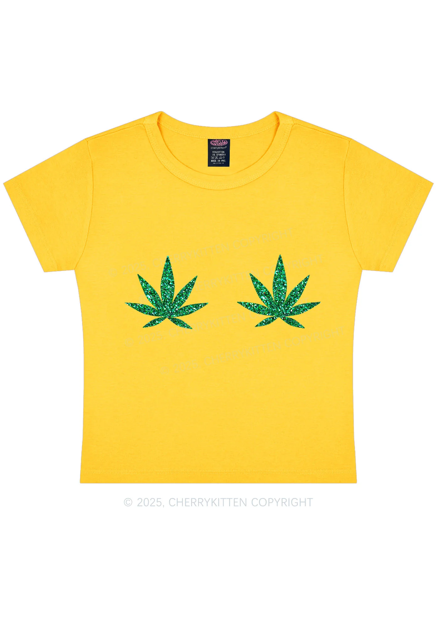 Glitter Wxxd Leaf Y2K Baby Tee Cherrykitten - Image 5