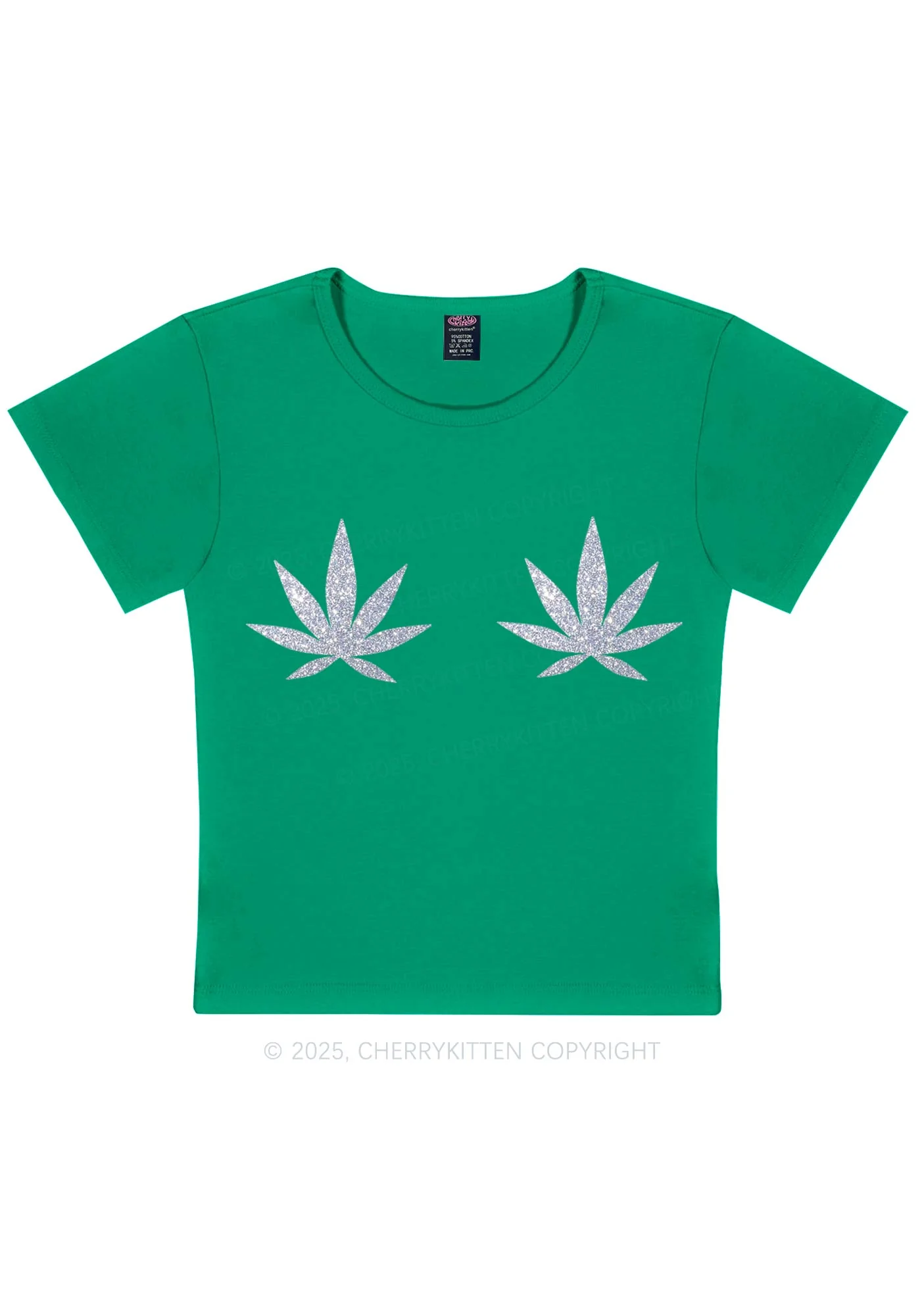 Glitter Wxxd Leaf Y2K Baby Tee Cherrykitten - Image 6