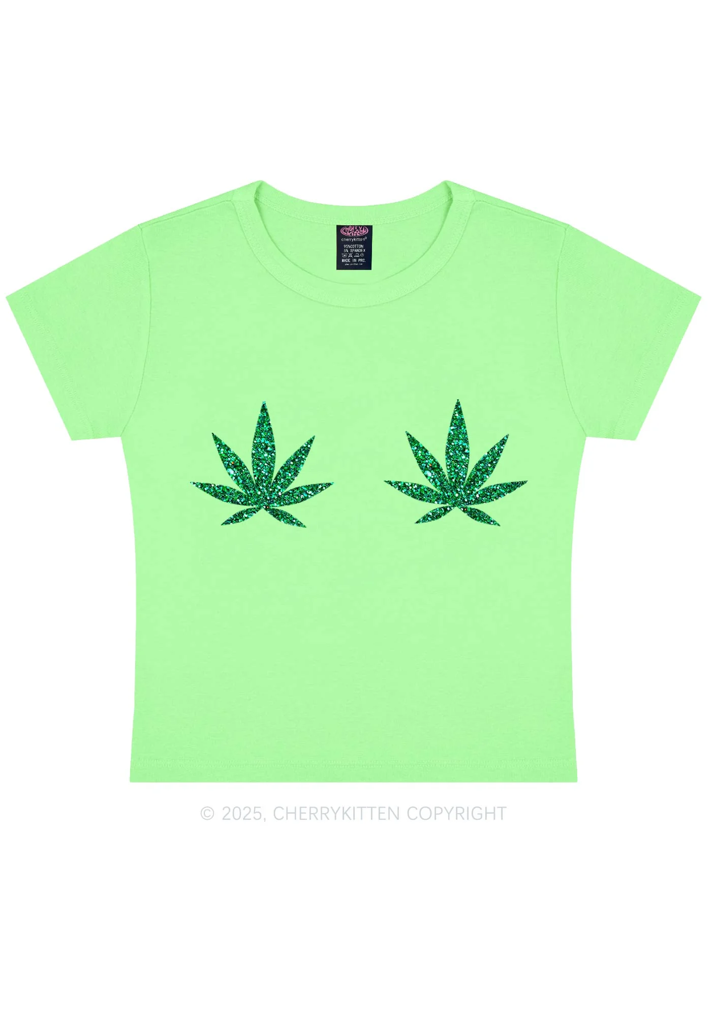 Glitter Wxxd Leaf Y2K Baby Tee Cherrykitten - Image 7