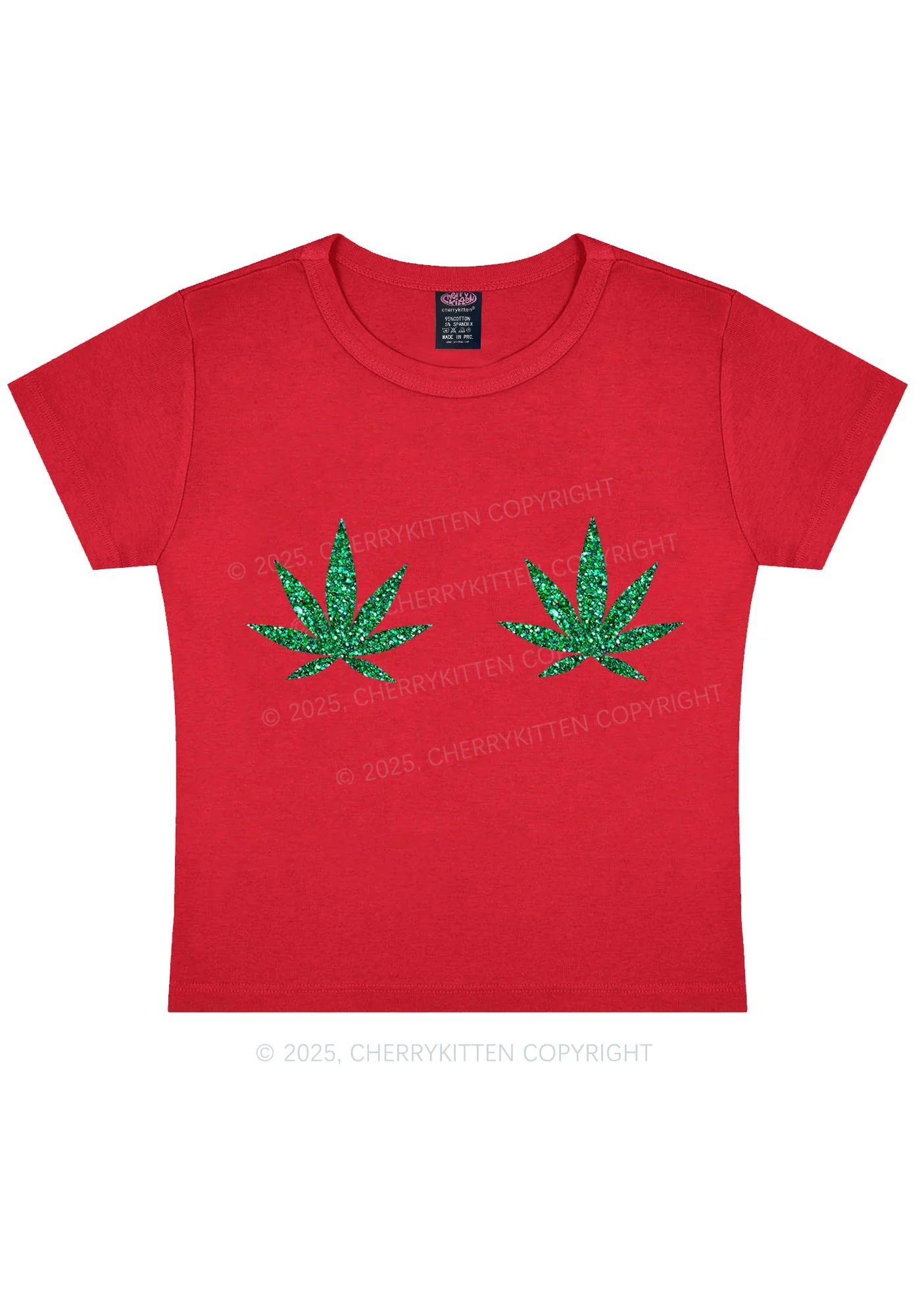 Glitter Wxxd Leaf Y2K Baby Tee Cherrykitten - Image 9