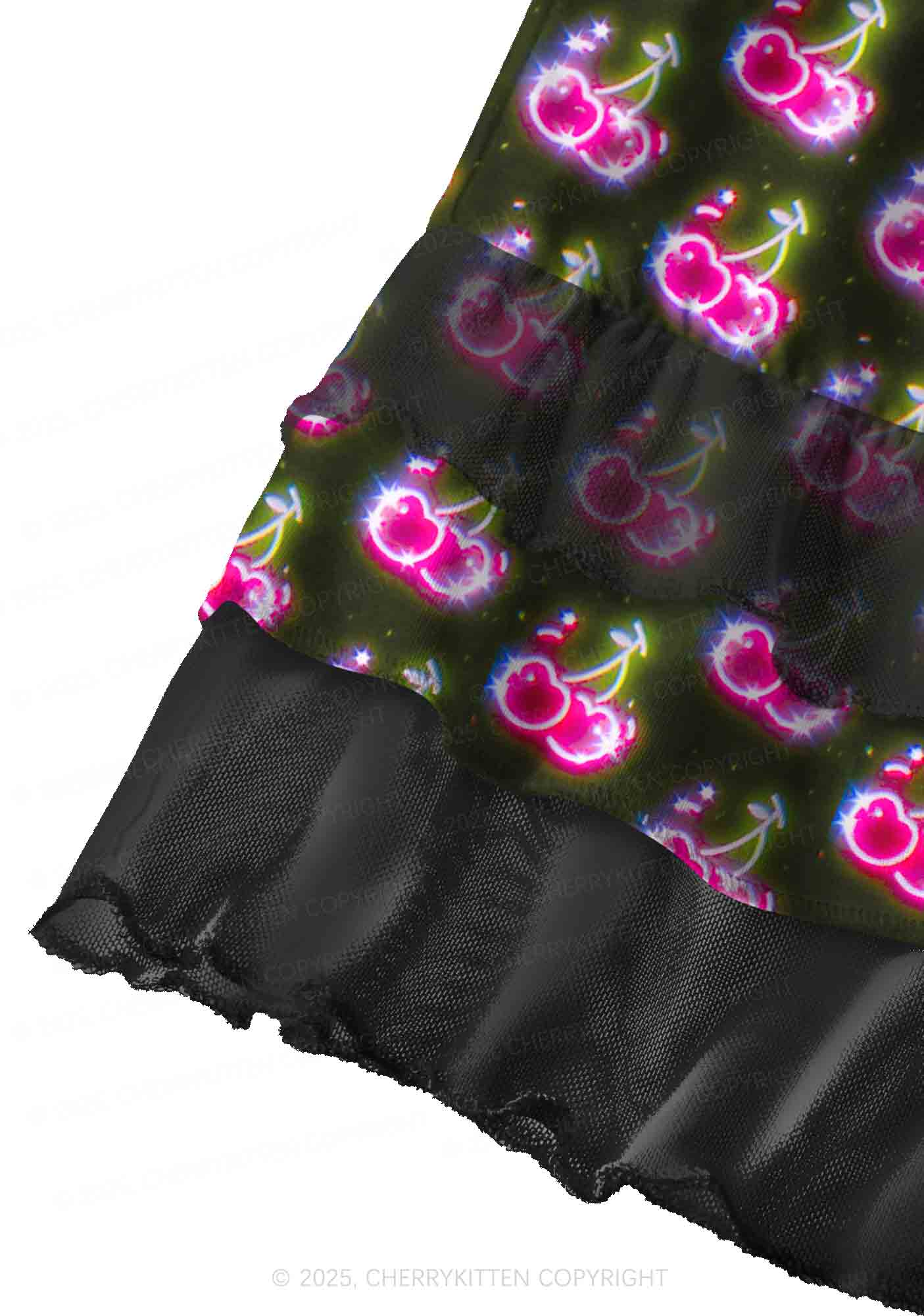 Glowing Cherry Dream Valentine's Day Y2K Print Mini Layered Skirt Cherrykitten - Image 2