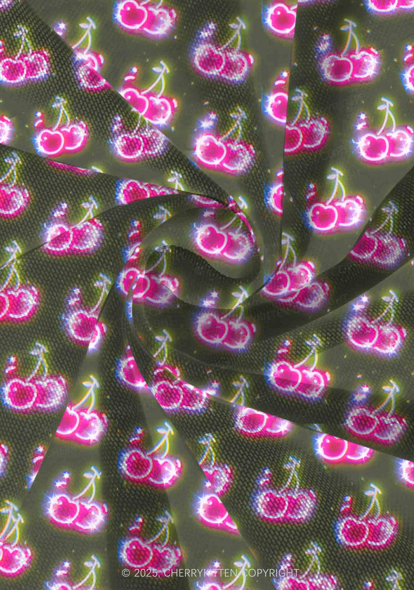 Glowing Cherry Dream Valentine's Day Y2K Print Mini Layered Skirt Cherrykitten - Image 3