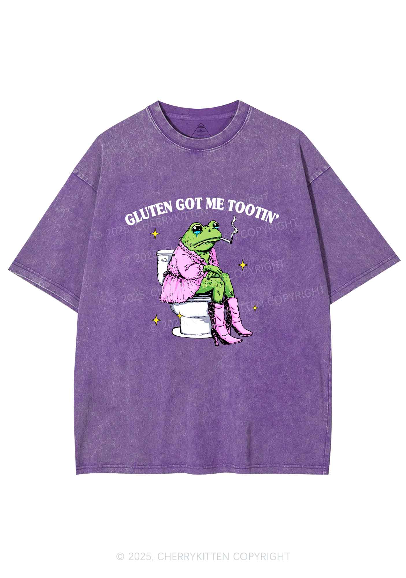 Gluten Got Me Tootin Y2K Shirts Washed Tee Cherrykitten - Image 4
