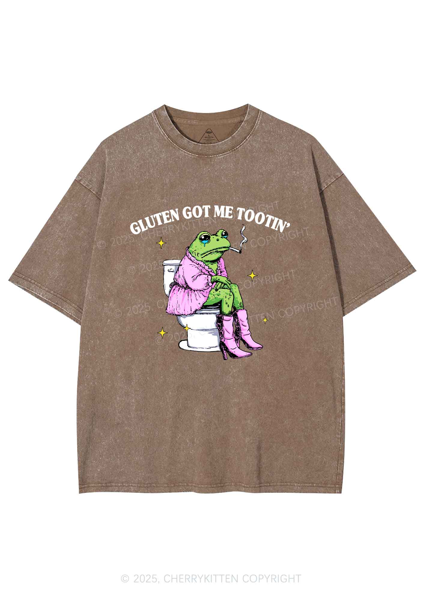 Gluten Got Me Tootin Y2K Shirts Washed Tee Cherrykitten - Image 6