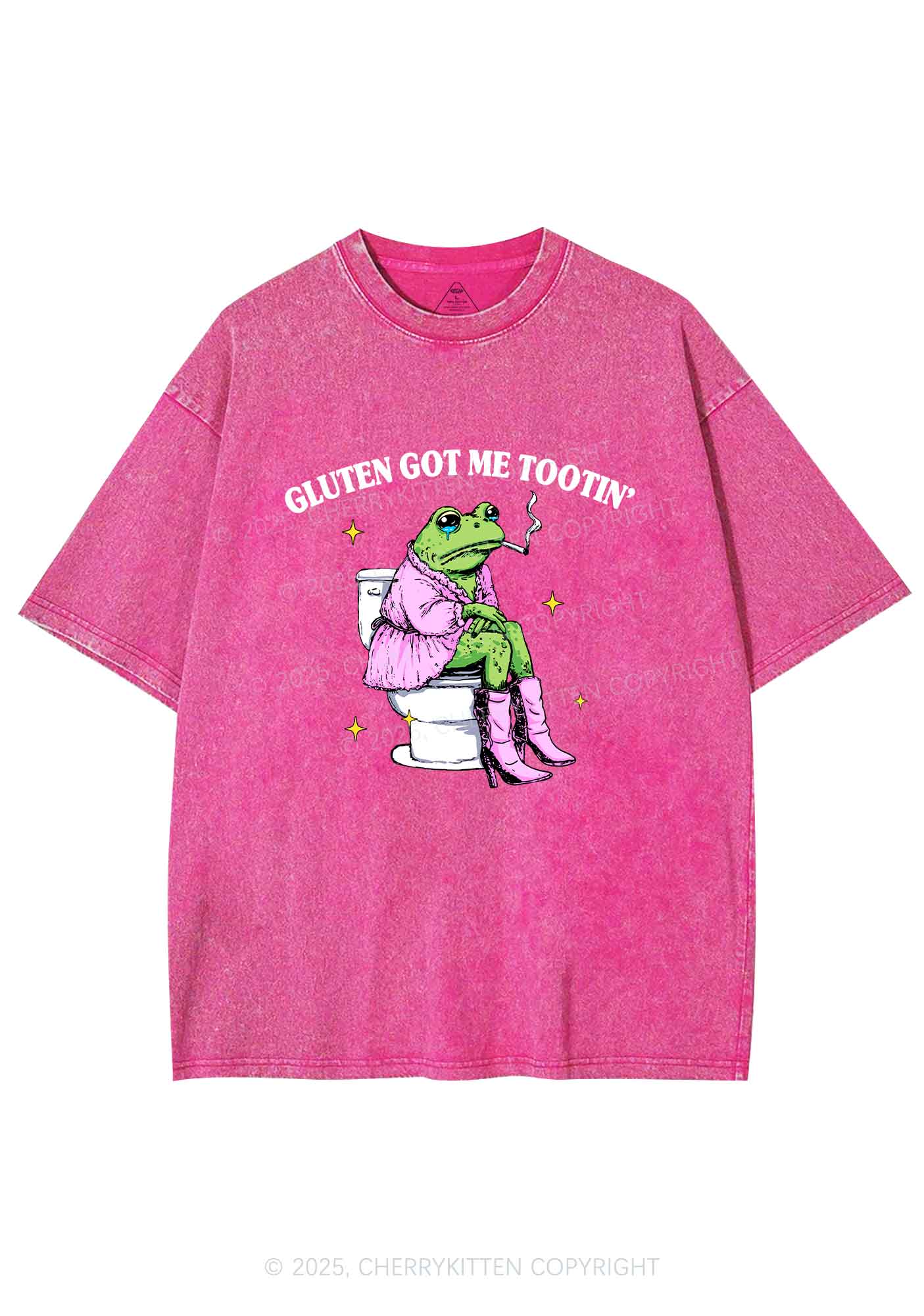 Gluten Got Me Tootin Y2K Shirts Washed Tee Cherrykitten - Image 7