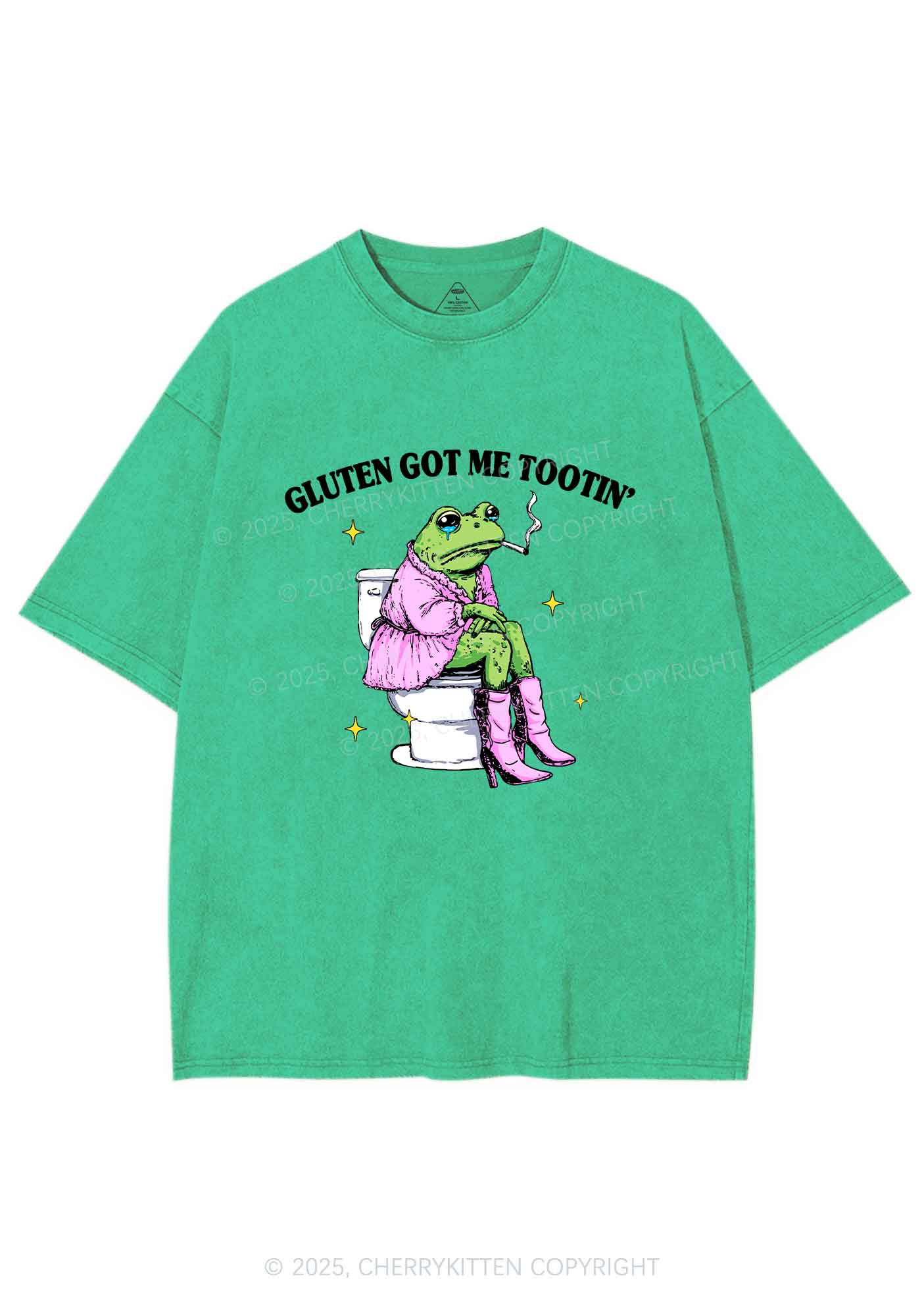 Gluten Got Me Tootin Y2K Shirts Washed Tee Cherrykitten - Image 8
