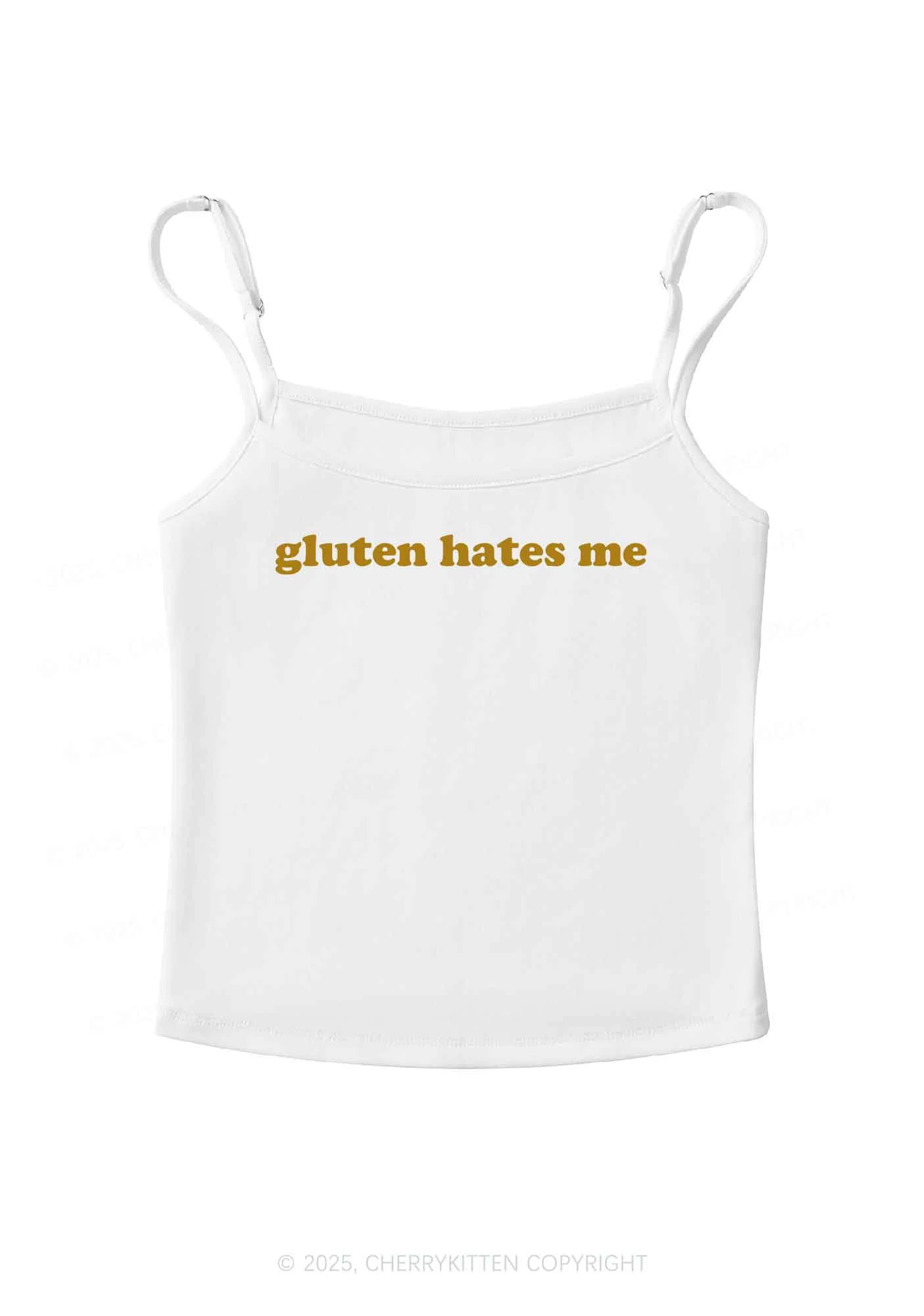 Gluten Hates Me Y2K Spaghetti Strap Cami Cherrykitten - Image 5
