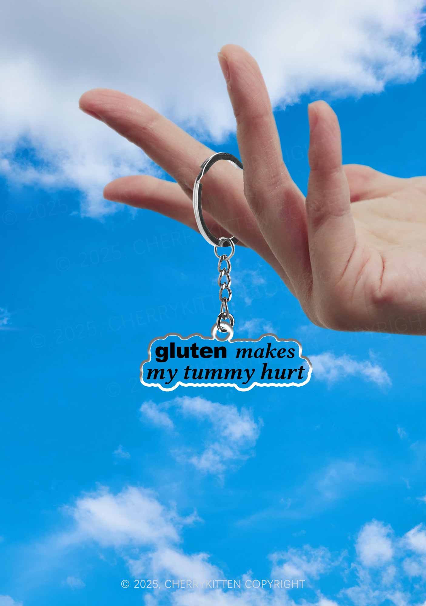 Gluten Makes Tummy Hurt 1Pc Y2K Keychain Cherrykitten - Image 2