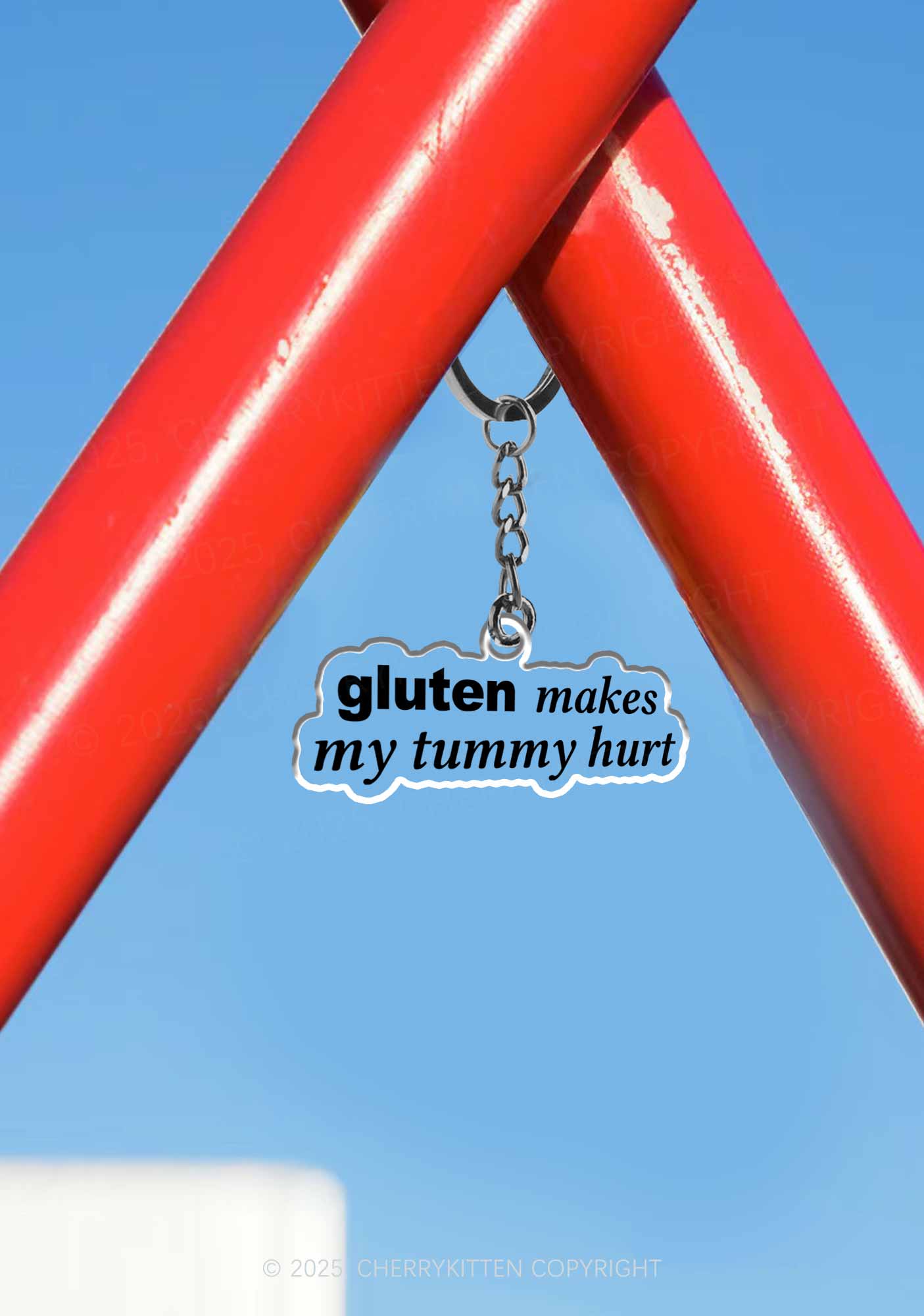 Gluten Makes Tummy Hurt 1Pc Y2K Keychain Cherrykitten - Image 3