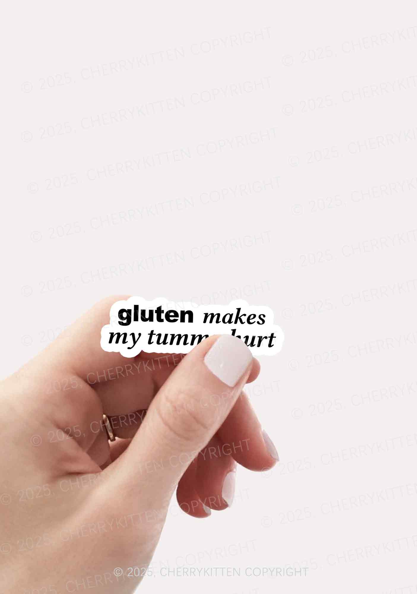 Gluten Makes Tummy Hurt 1Pc Y2K Sticker Cherrykitten - Image 2