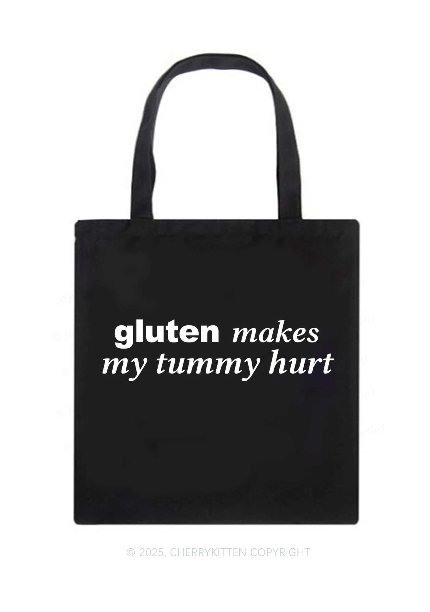 Gluten Makes Tummy Hurt Y2K Canvas Tote Bag Cherrykitten - Image 3