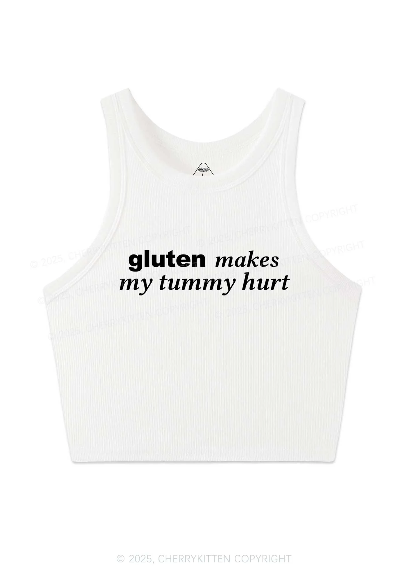 Gluten Makes Tummy Hurt Y2K Crop Tank Top Cherrykitten - Image 4