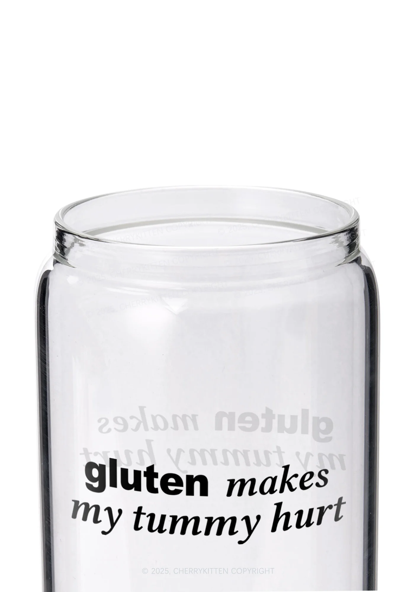 Gluten Makes Tummy Hurt Y2K Printed Glass Cup Cherrykitten - Image 2