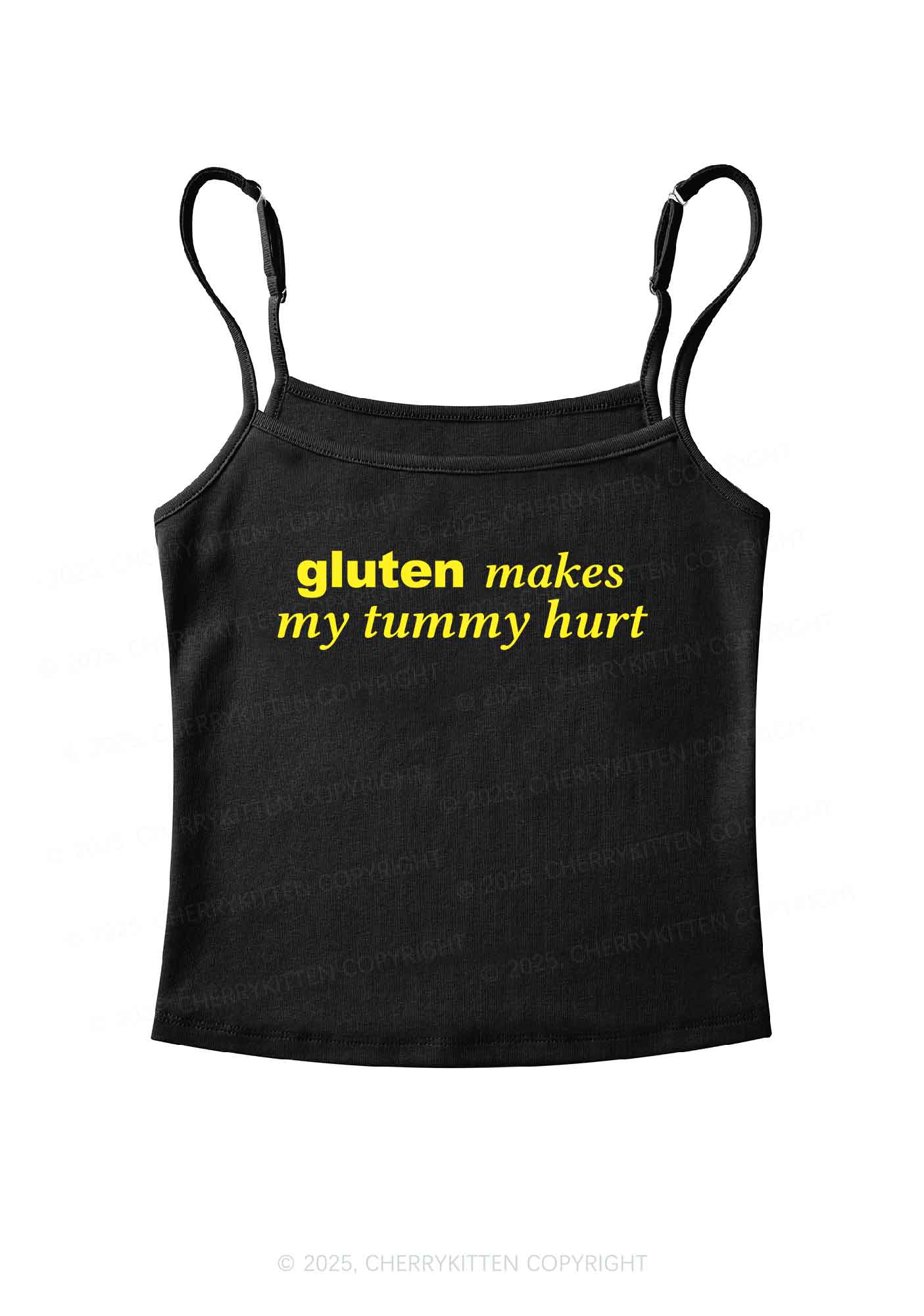 Gluten Makes Tummy Hurt Y2K Spaghetti Strap Cami Cherrykitten - Image 3