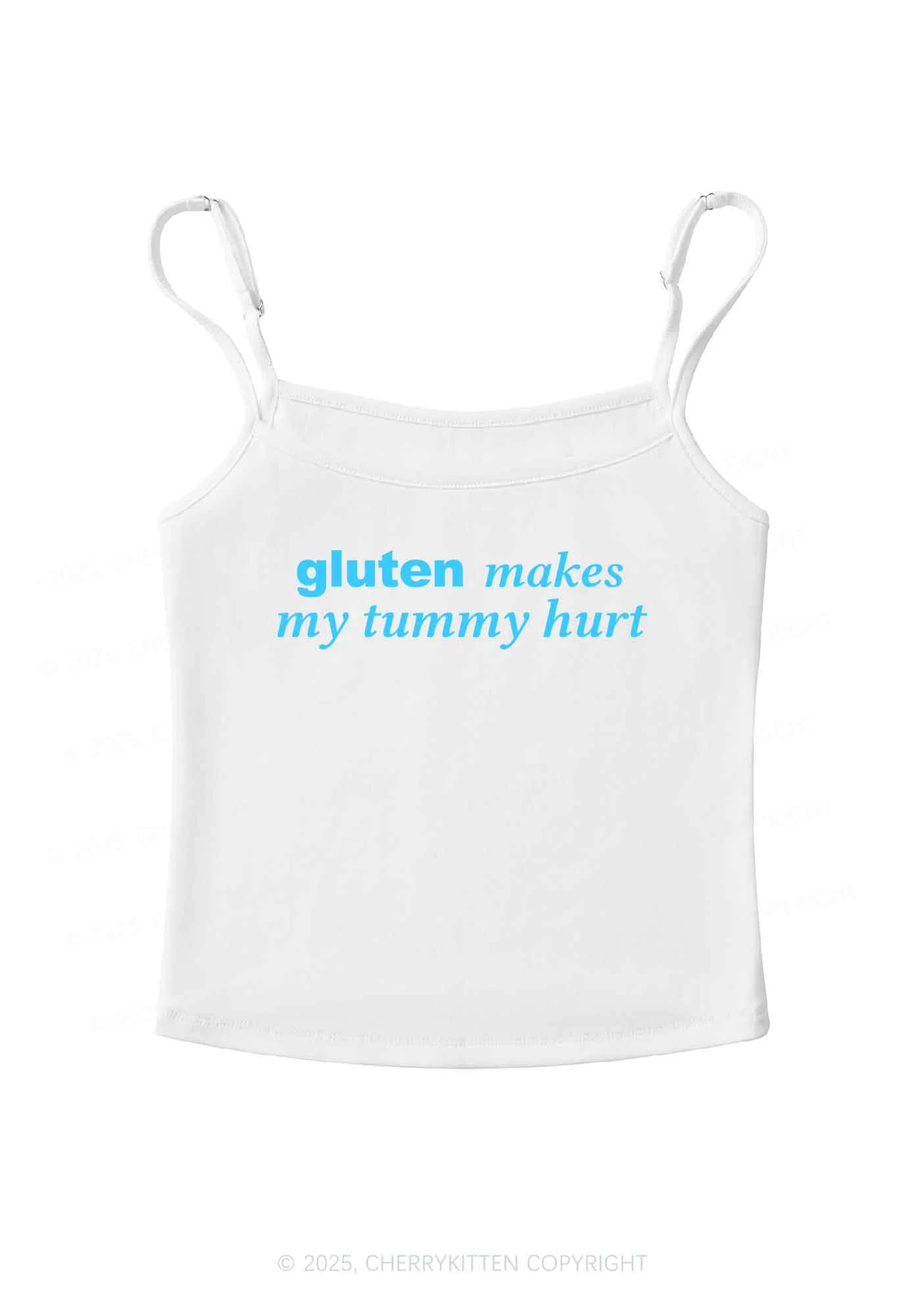 Gluten Makes Tummy Hurt Y2K Spaghetti Strap Cami Cherrykitten - Image 4