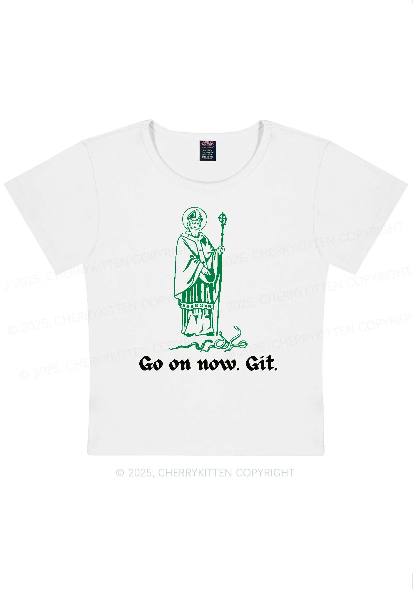 Go On Now Git St Patricks Y2K Baby Tee Cherrykitten - Image 3